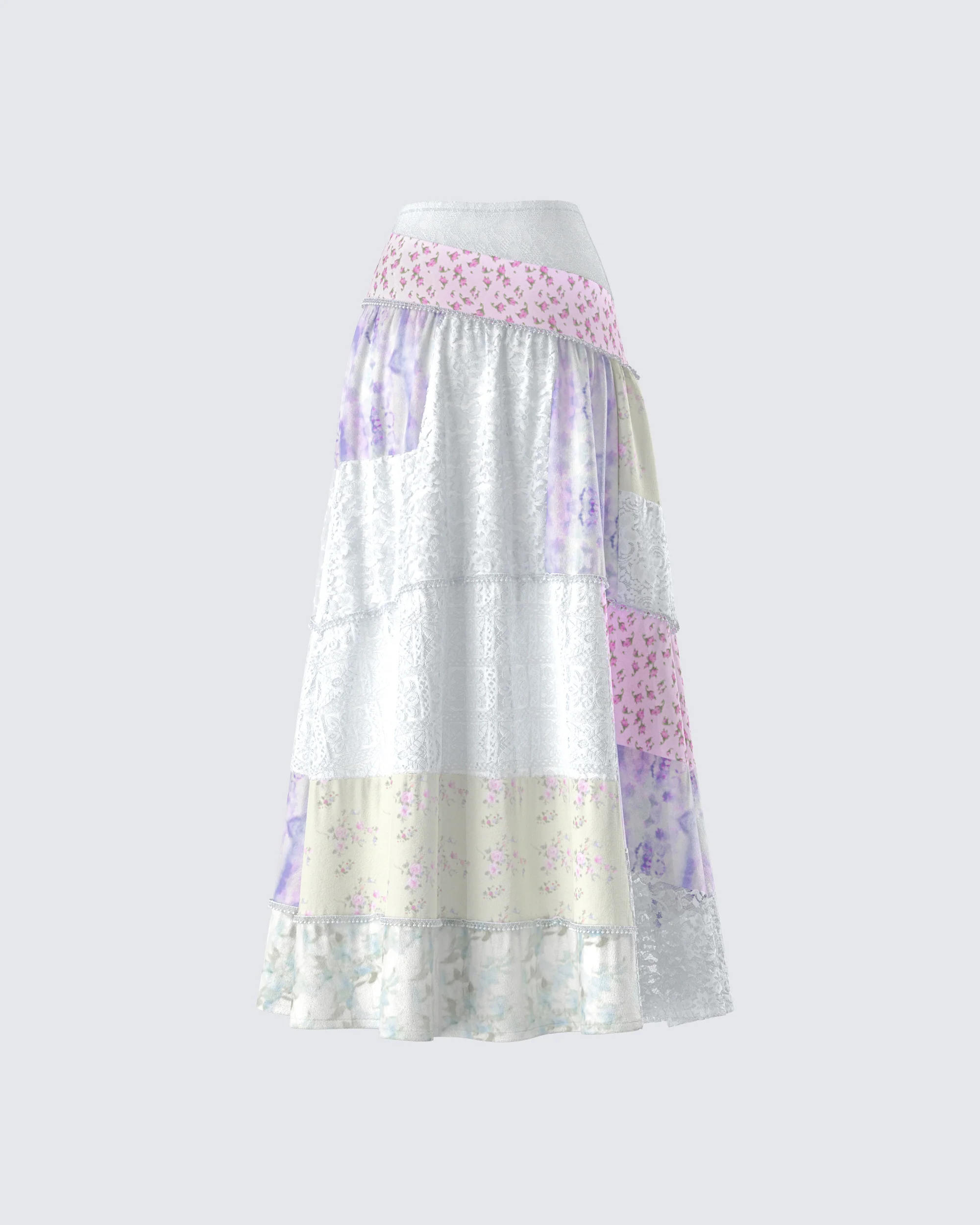 Abby Multi Floral Print Maxi Skirt - Image 3