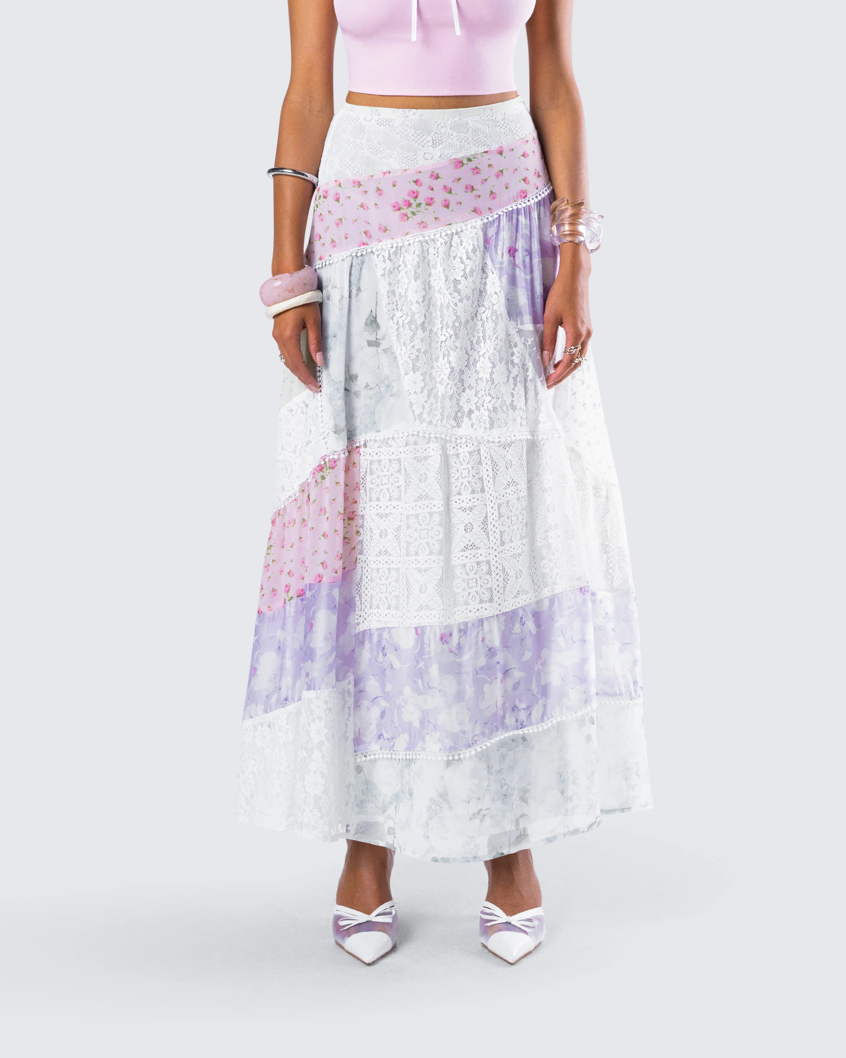 Abby Multi Floral Print Maxi Skirt - Image 4