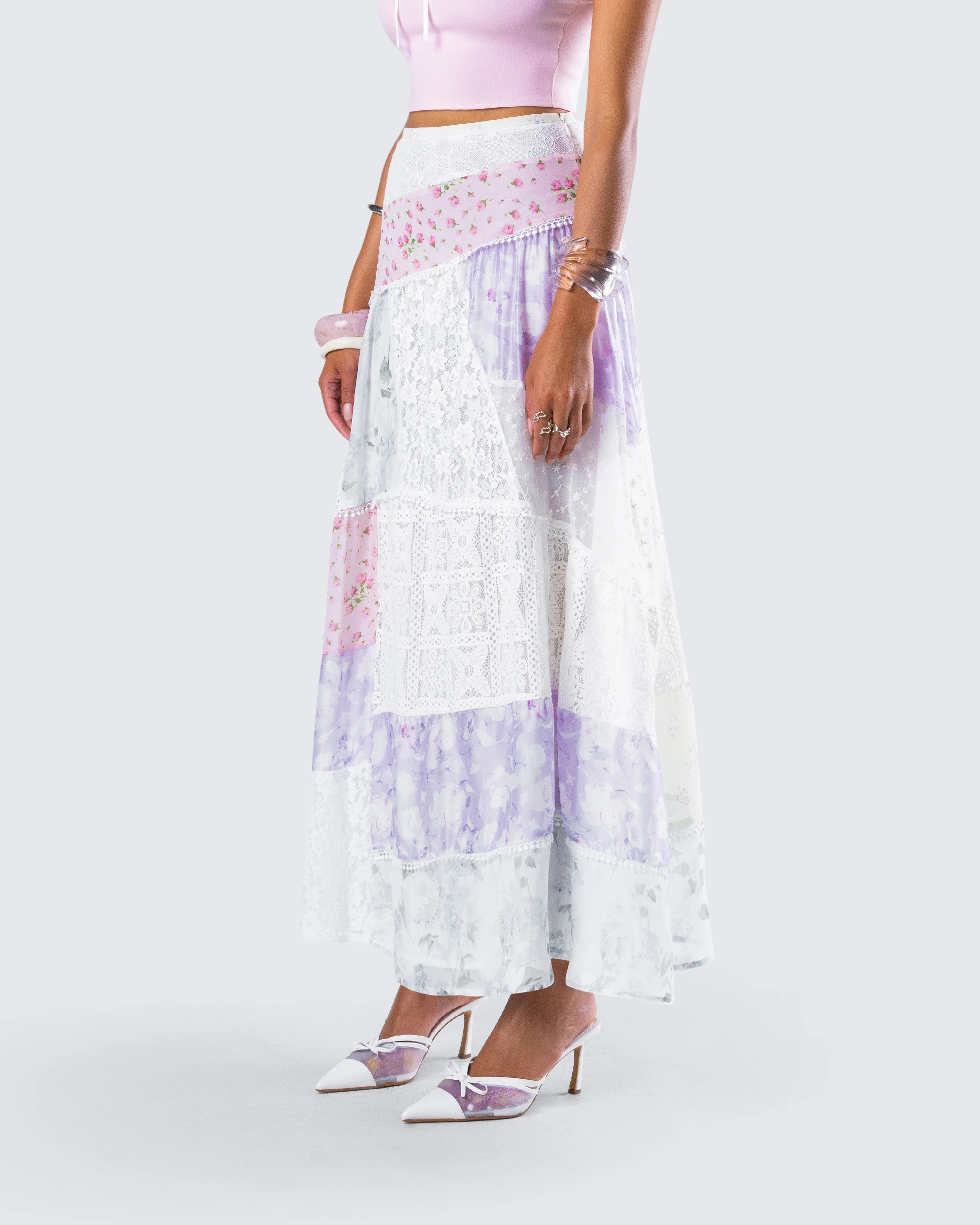 Abby Multi Floral Print Maxi Skirt - Image 5