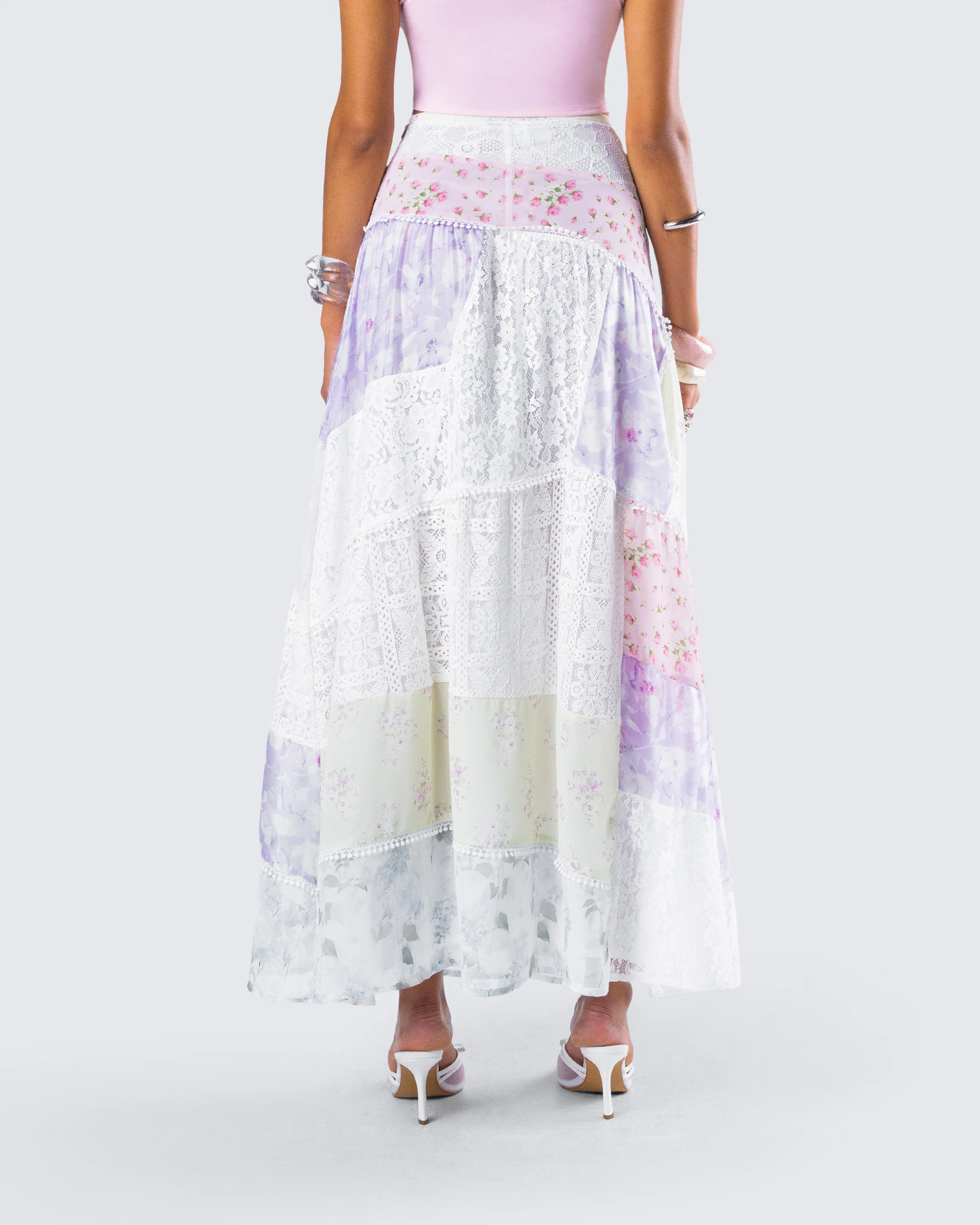 Abby Multi Floral Print Maxi Skirt - Image 7