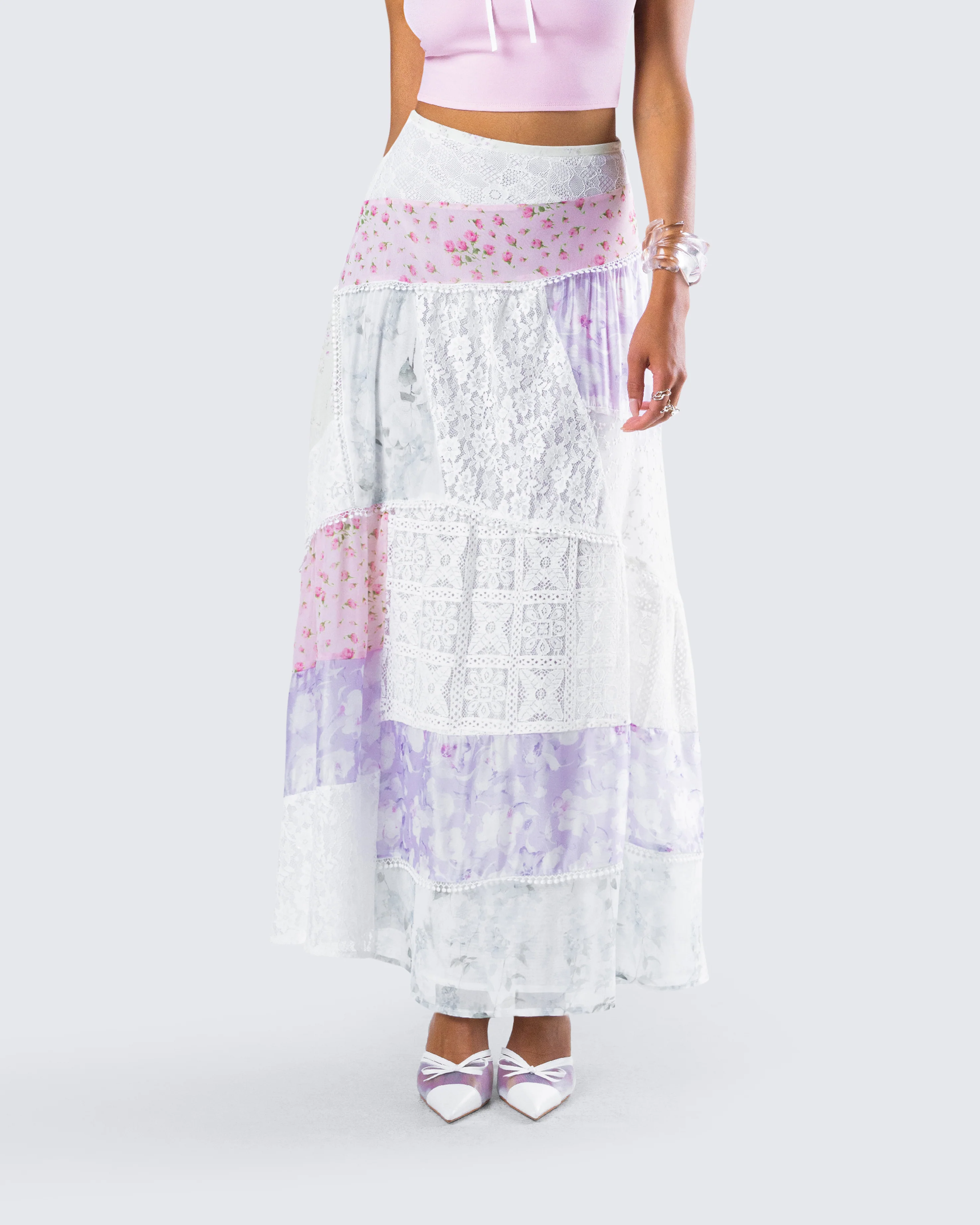Abby Multi Floral Print Maxi Skirt - Image 8