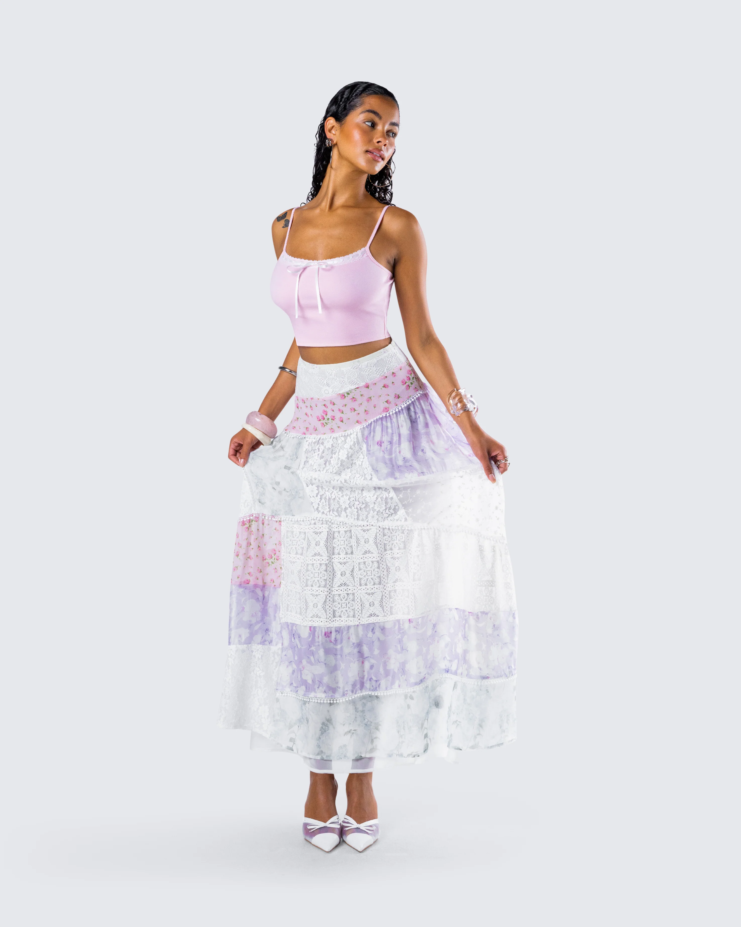 Abby Multi Floral Print Maxi Skirt - Image 9