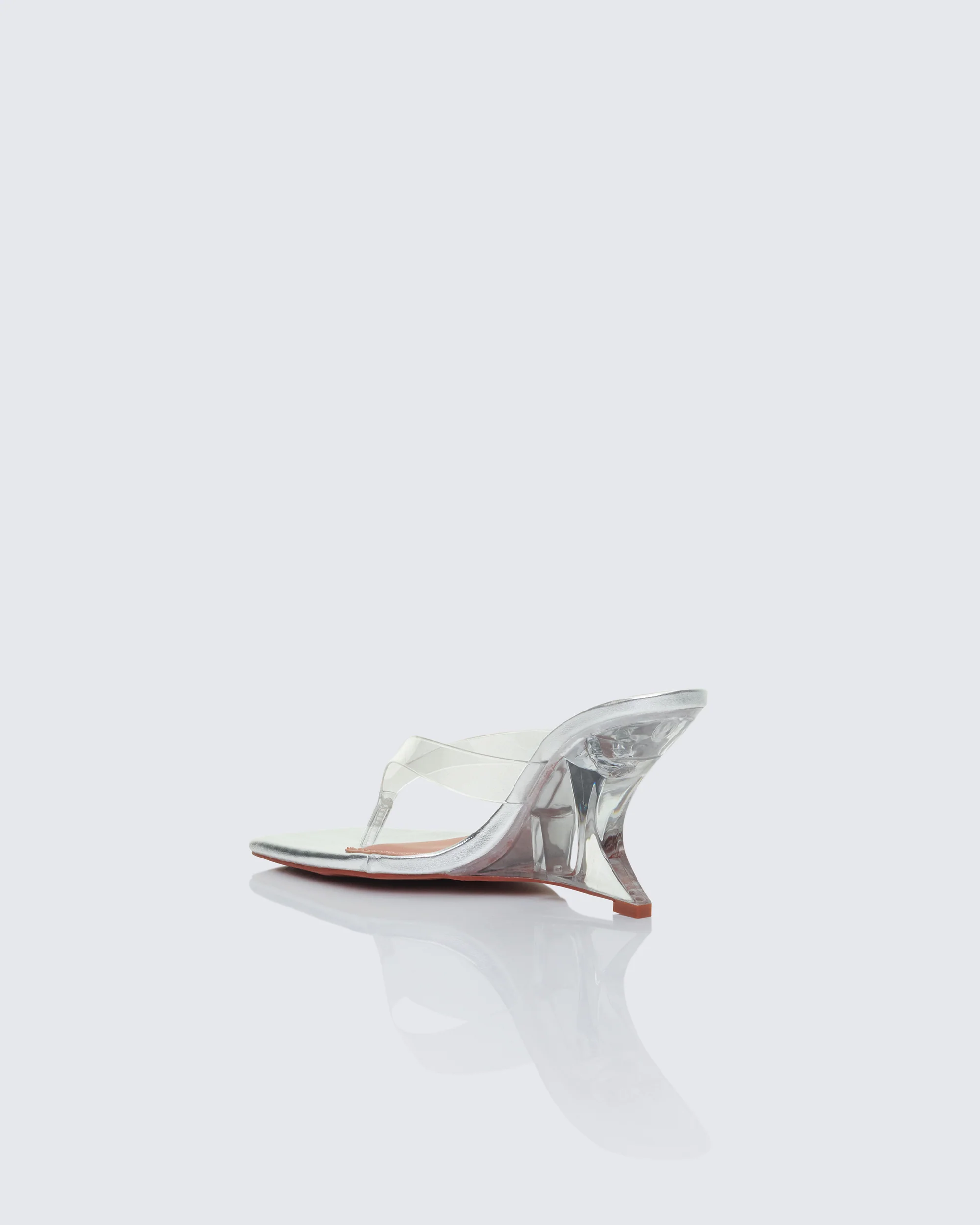 Abigail Silver Perspex Wedge Sandal - Image 3