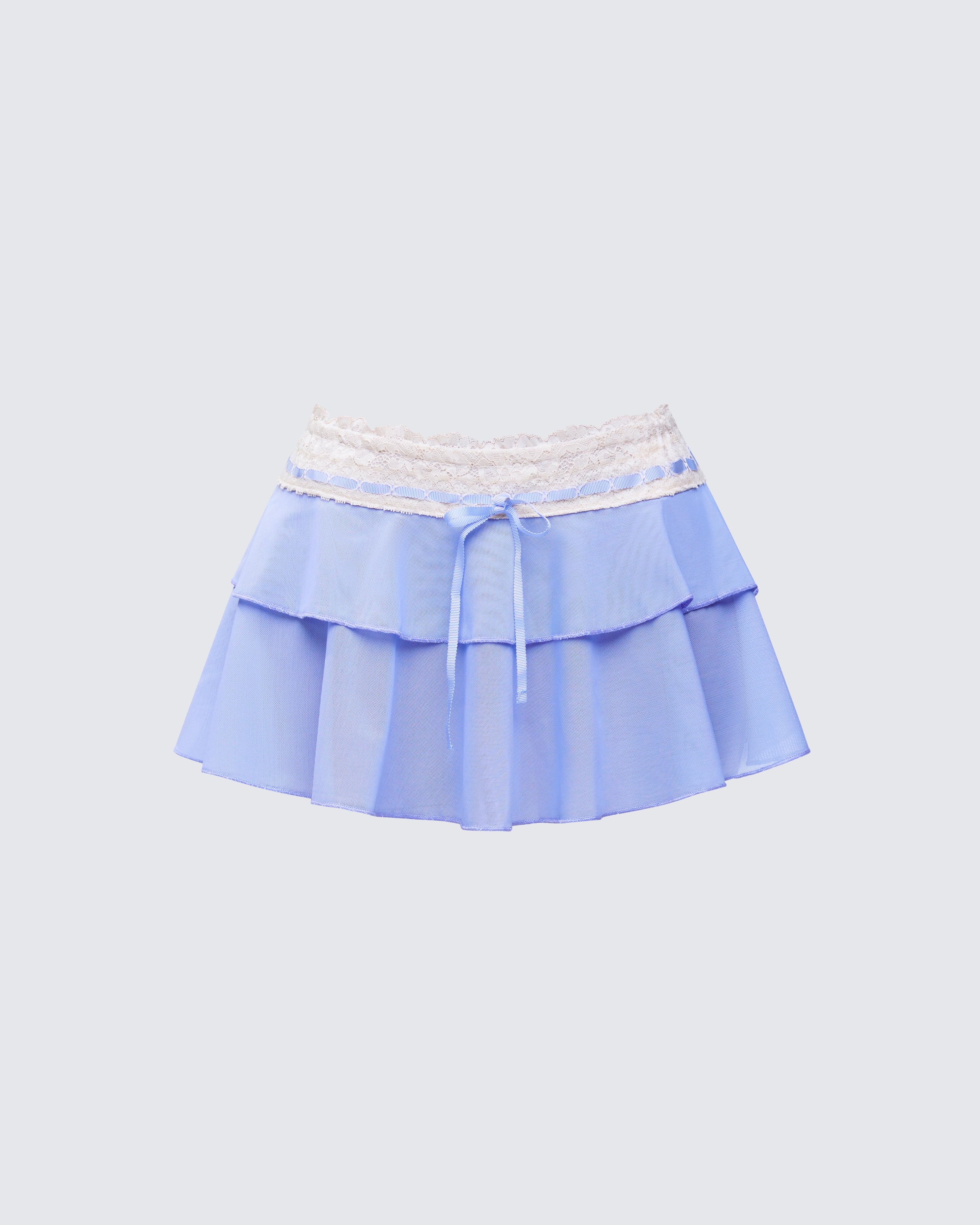 Alize Purple Mesh Lace Waist Mini Skirt
