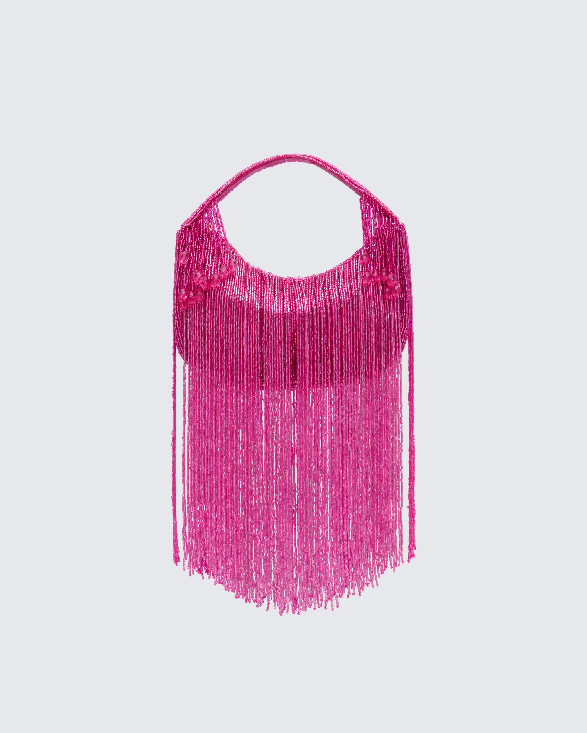 Angelle Pink Embellished Fringe Bag