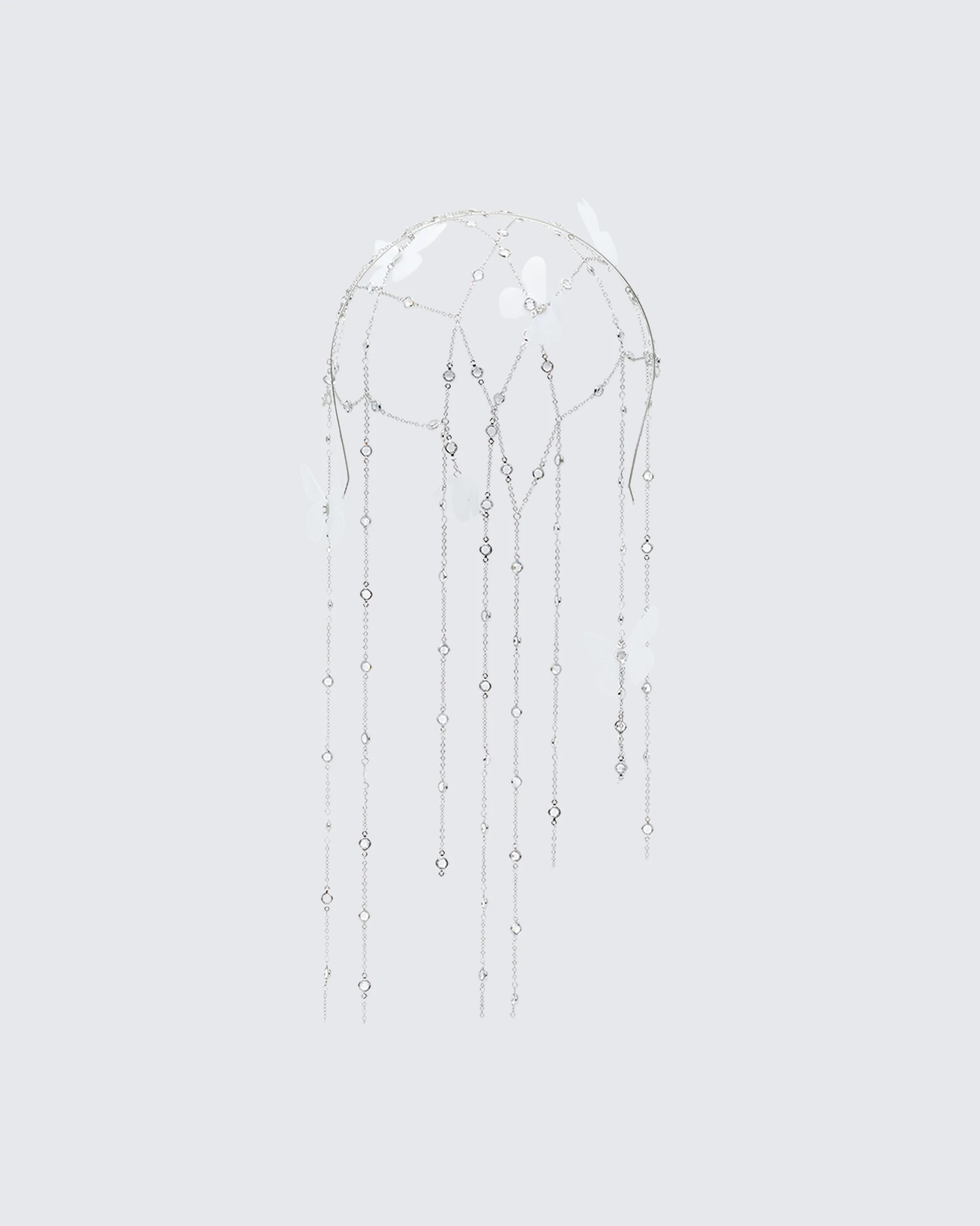 Arcadia Silver Butterfly Chain Veil Head Band