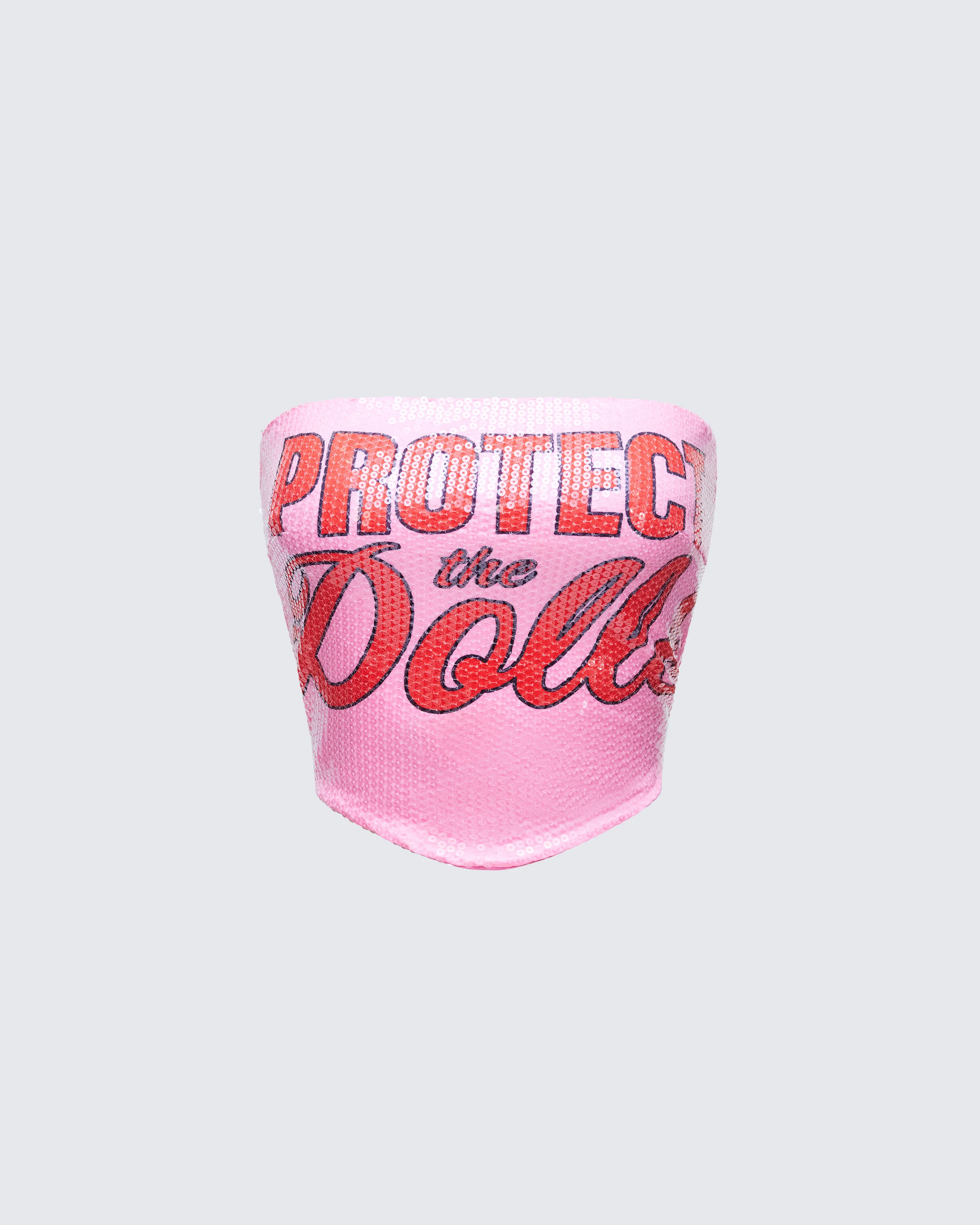Astraia Pink Slogan Sequin Bandeau Top