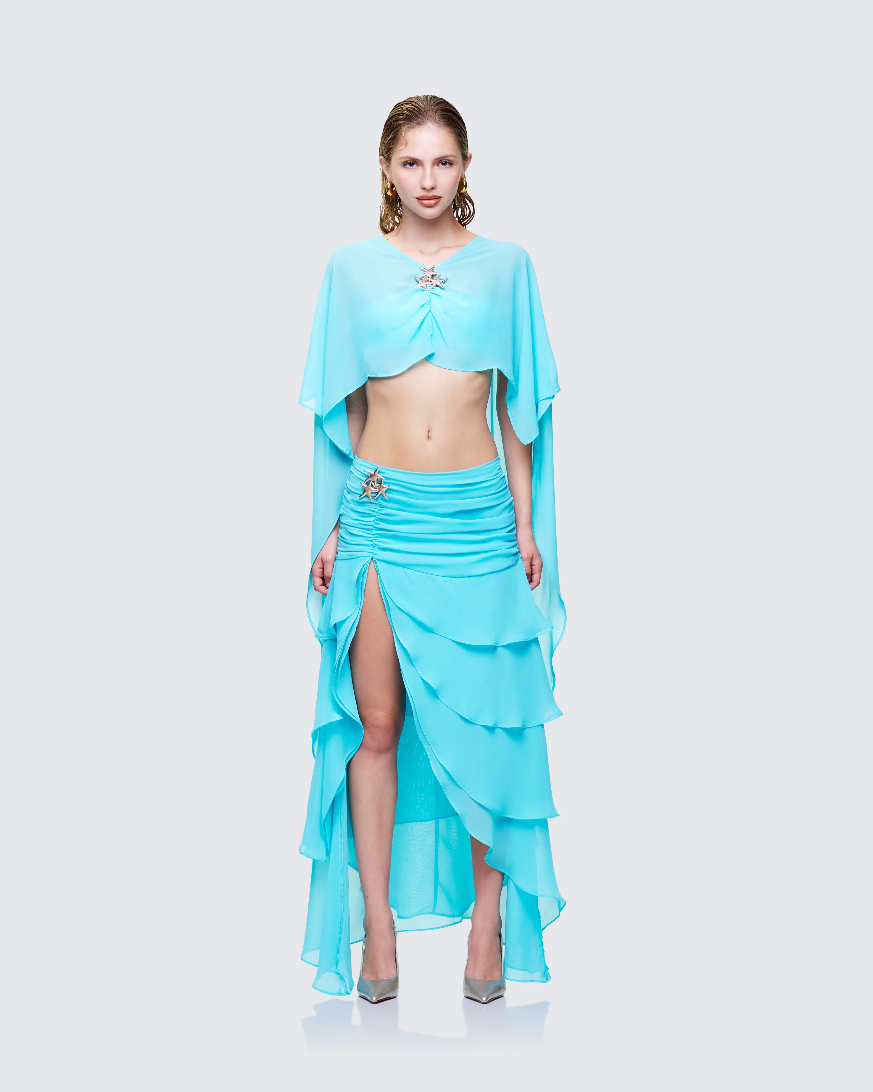 Audra Blue Bandeau and Chiffon Maxi Top - Image 2