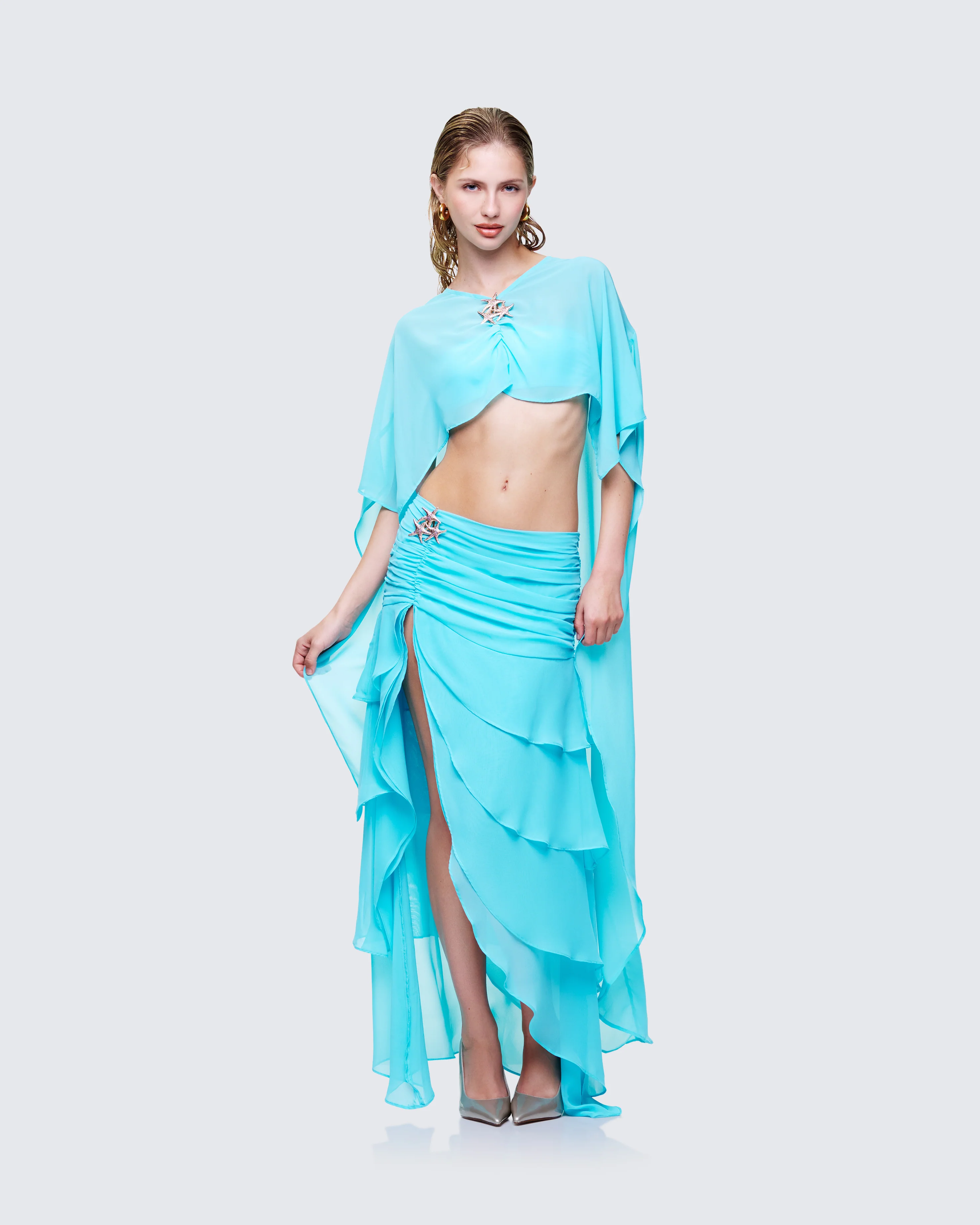 Audra Blue Bandeau and Chiffon Maxi Top - Image 3
