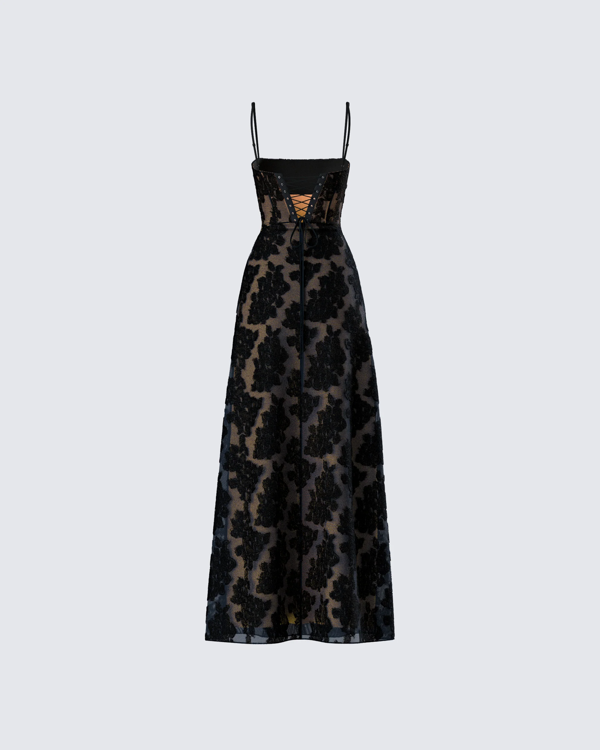 Audrina Black Burnout Maxi Dress - Image 3