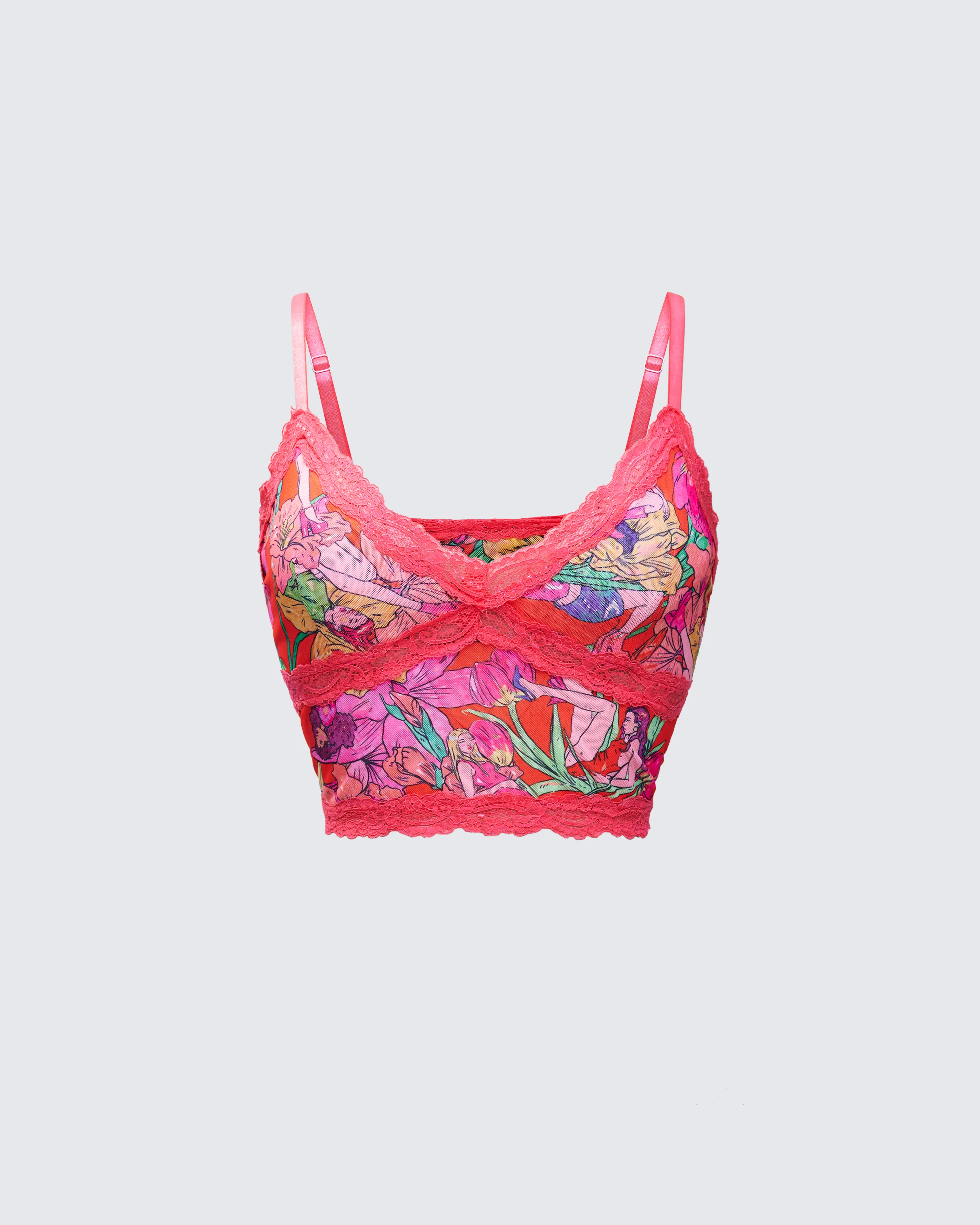 Aurelia Orange Printed Mesh Cami