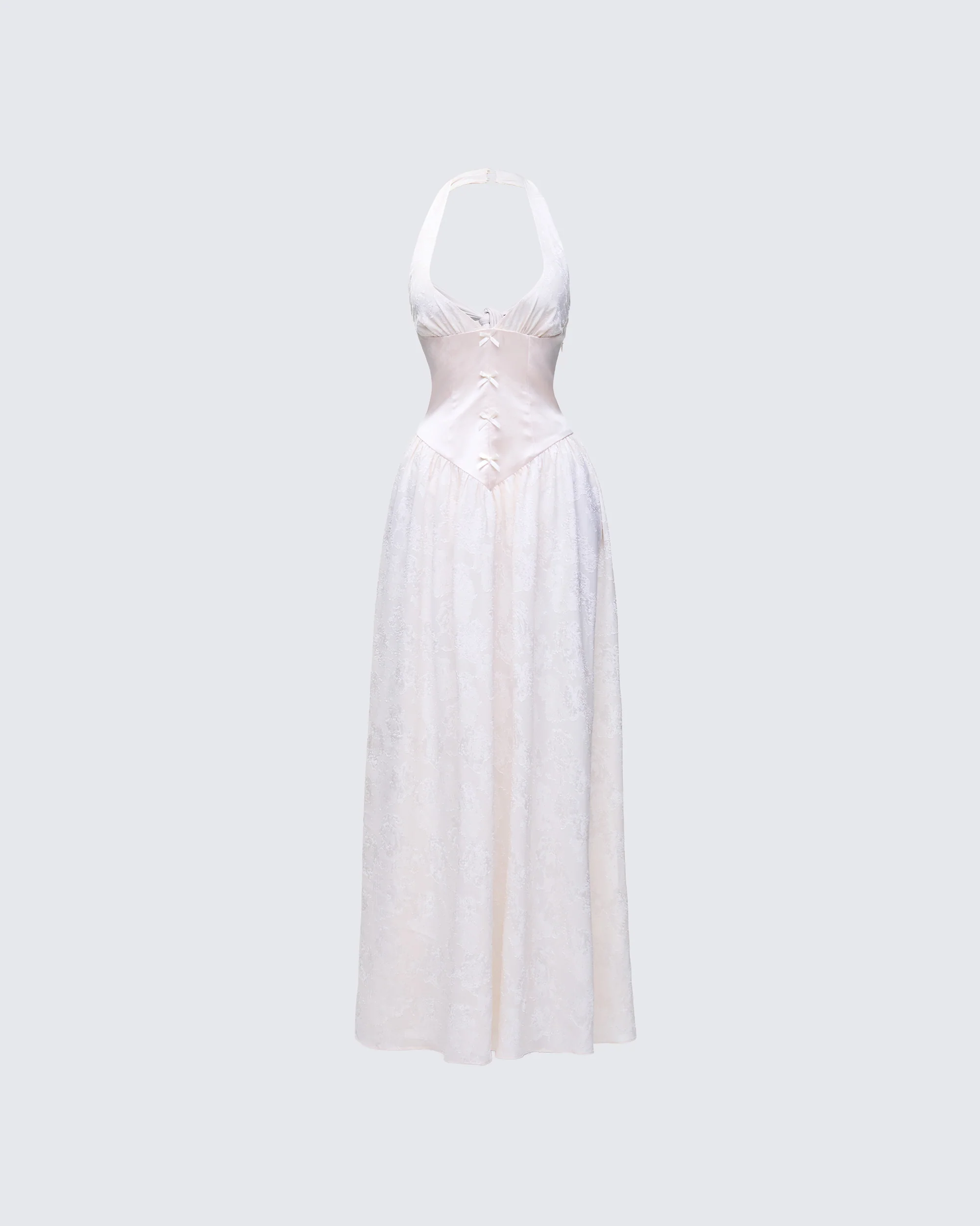 Avalon Ivory Corset Plunge Maxi Dress