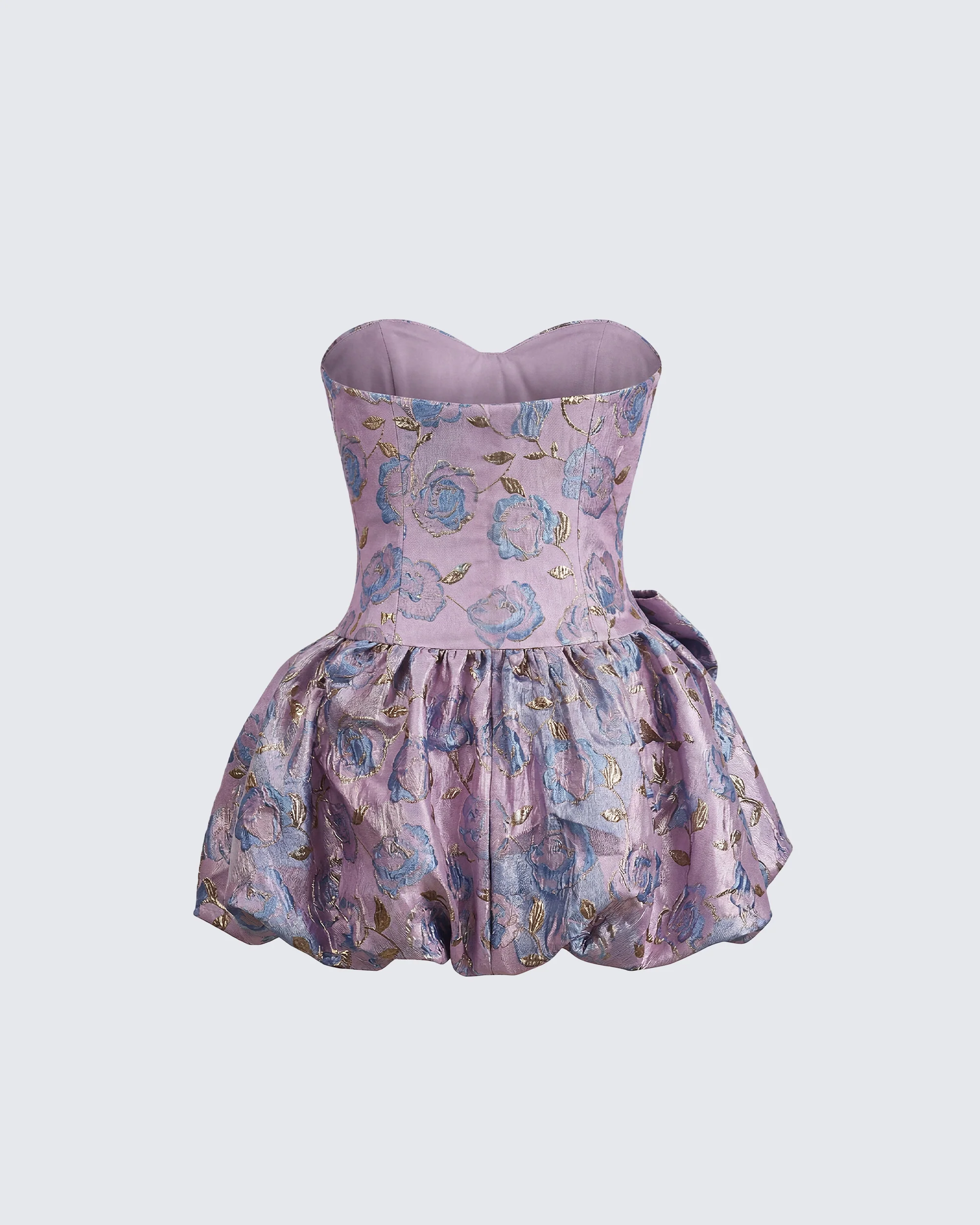 Bay Pink Jacquard Bow Mini Dress - Image 2