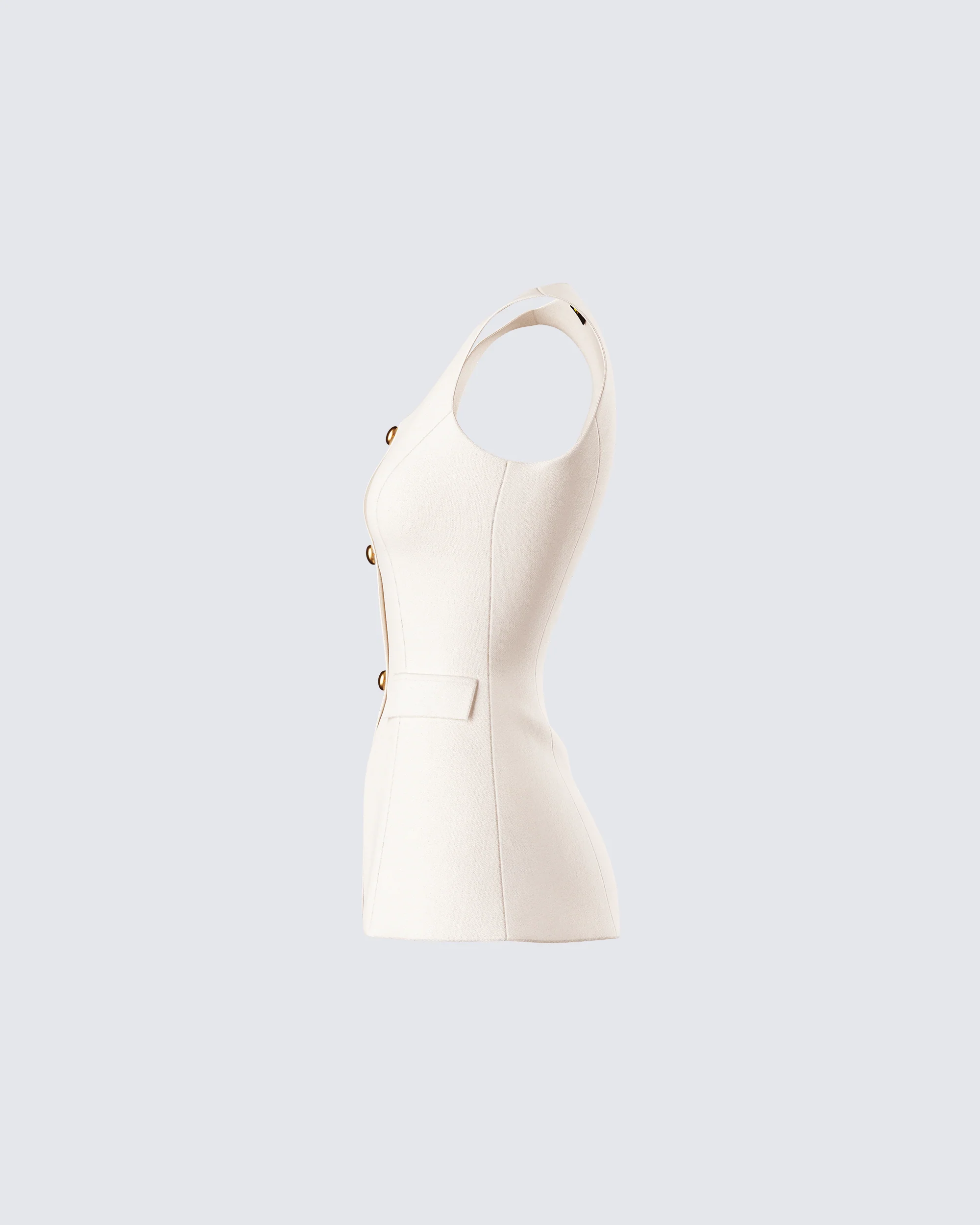 Branca Ivory Scoop Neck Vest - Image 2