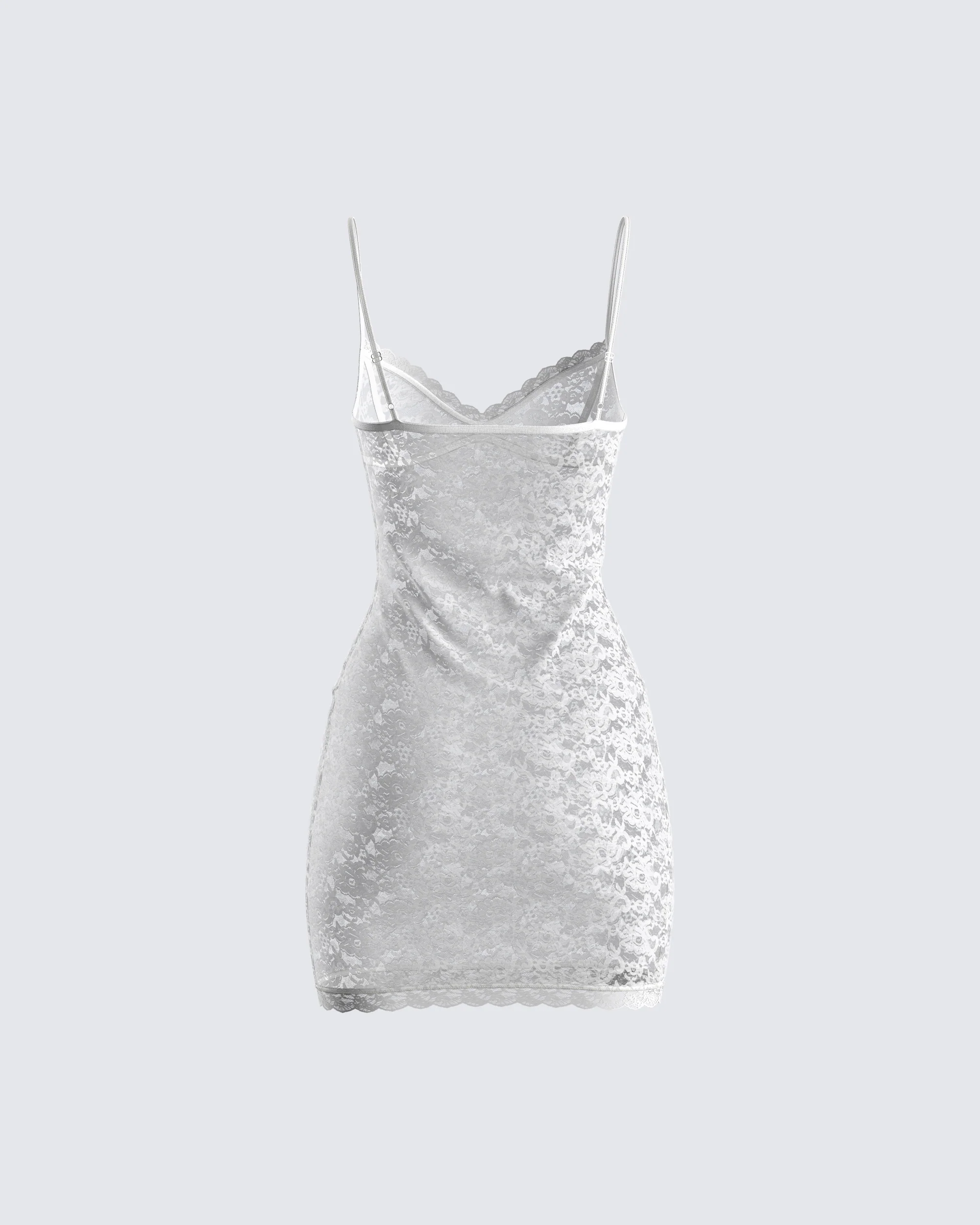 Caterina White Lace Mini Dress - Image 3
