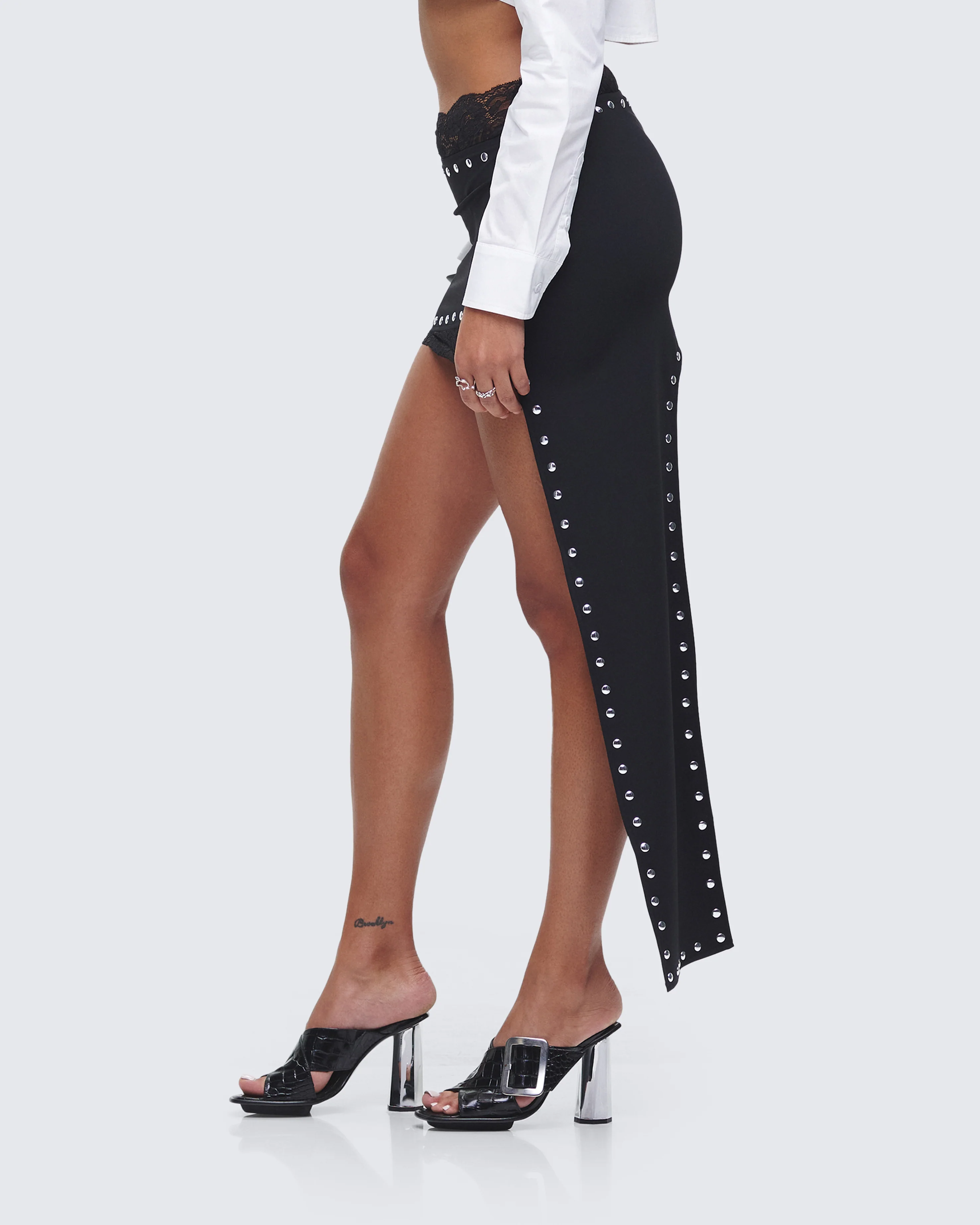 Cia Black Asymmetrical Lace Micro Mini Skirt - Image 6