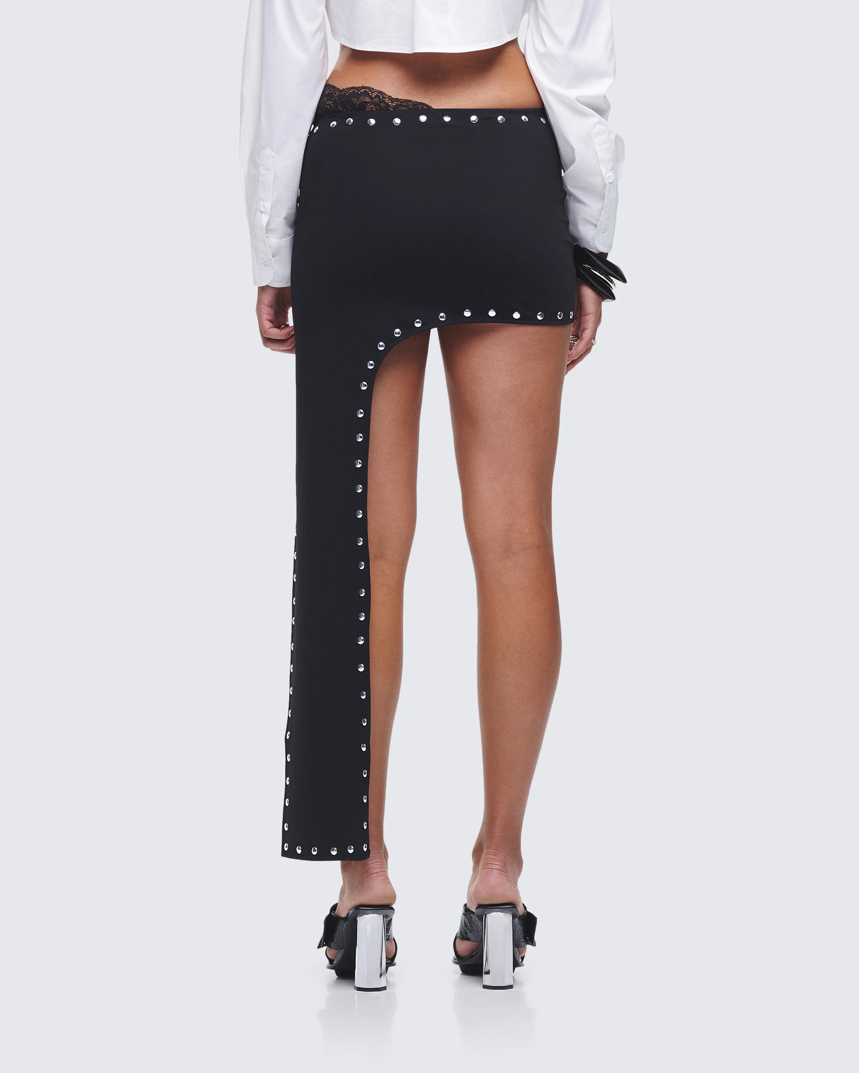 Cia Black Asymmetrical Lace Micro Mini Skirt - Image 7