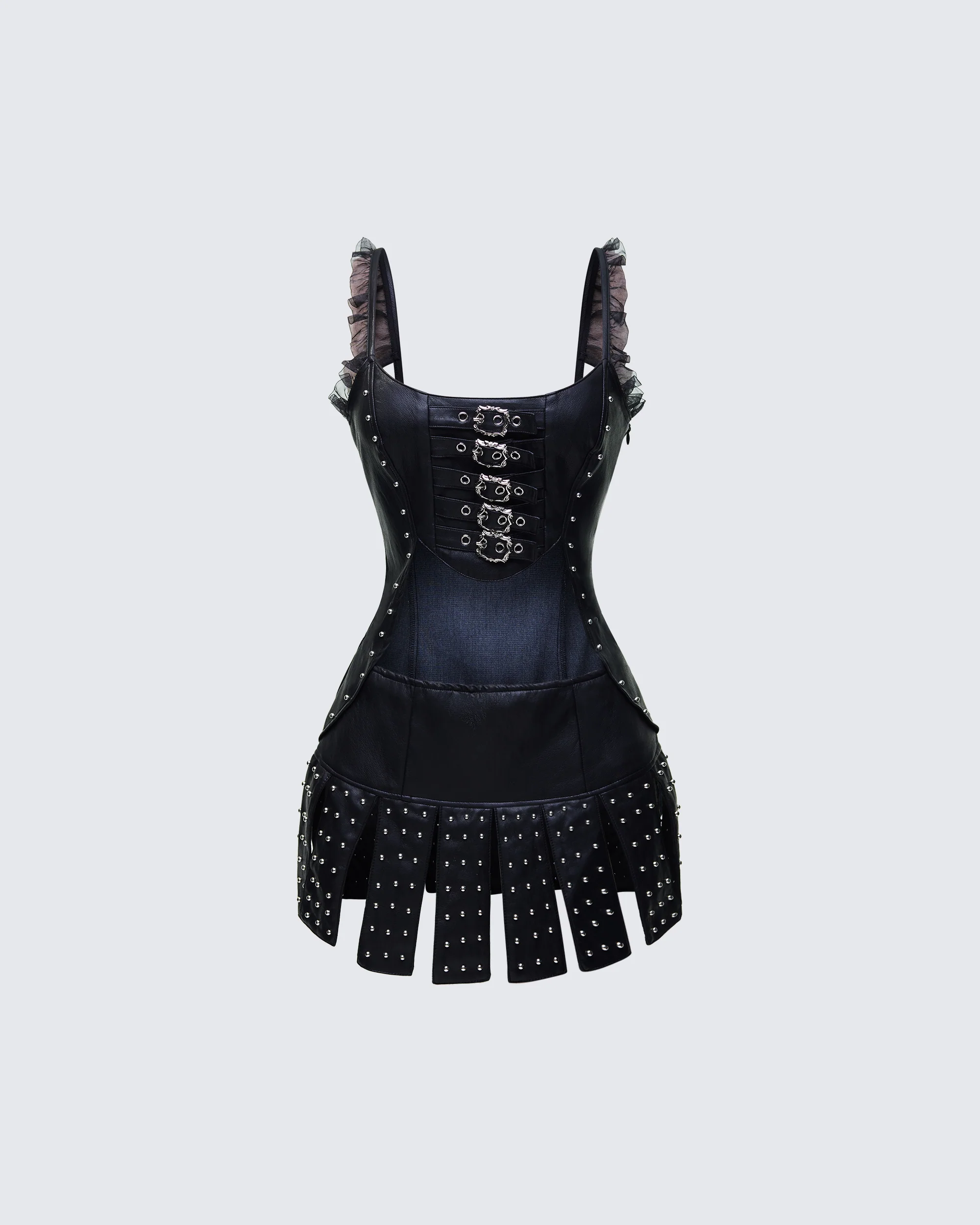 Cirelle Black Vegan Leather Mini Dress