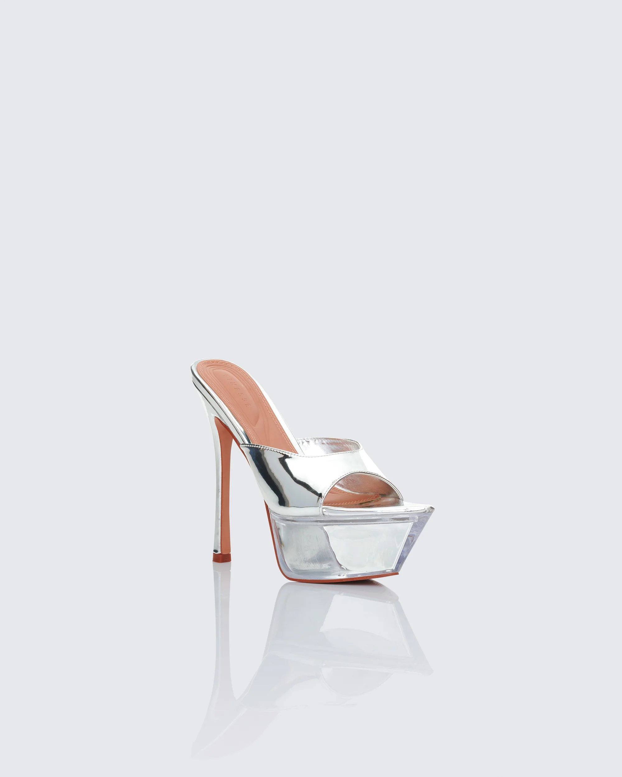 Clover Clear Perspex Pointed Platform Mules - Image 2