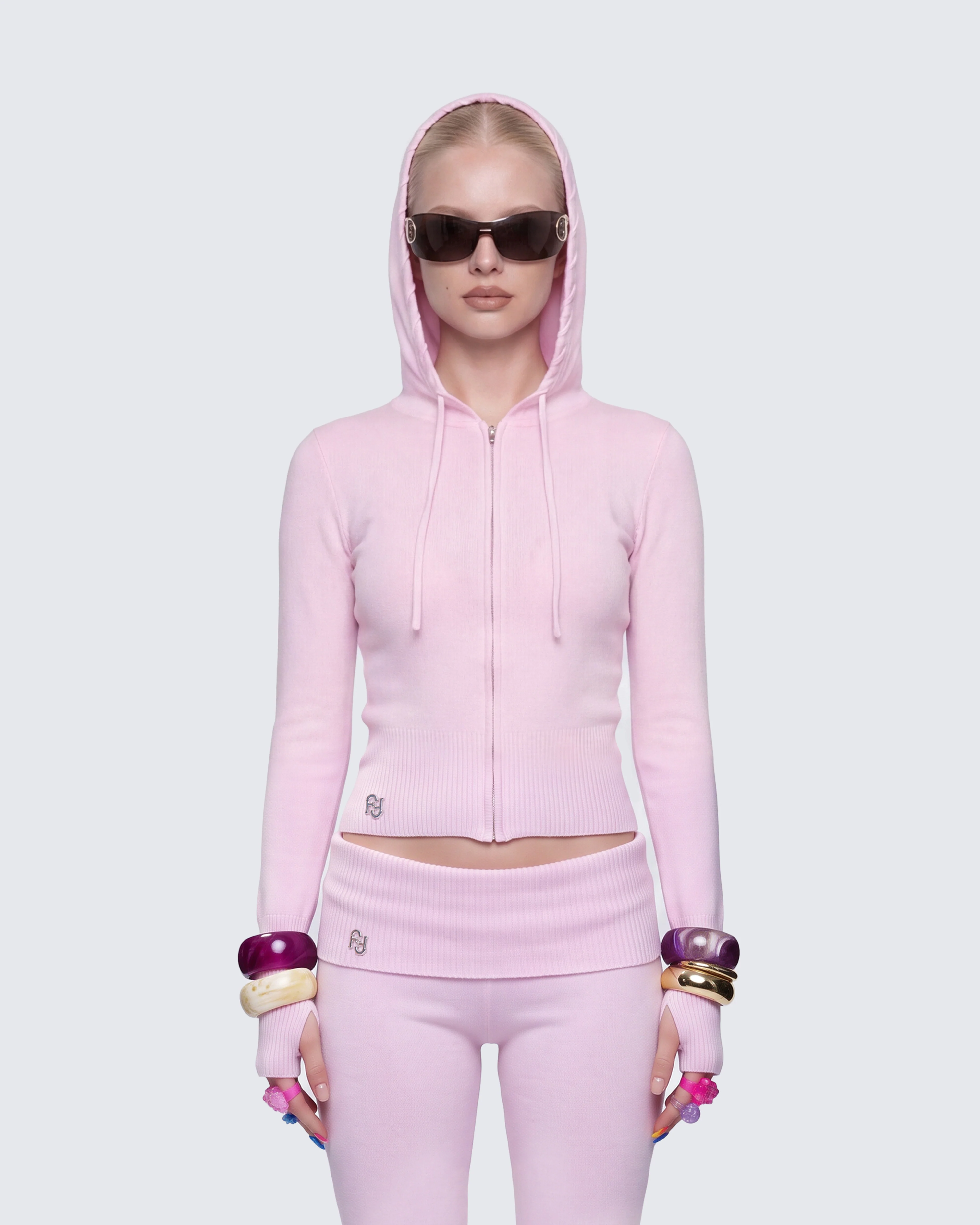 Corah Pink Knit Laced Hoodie - Image 3
