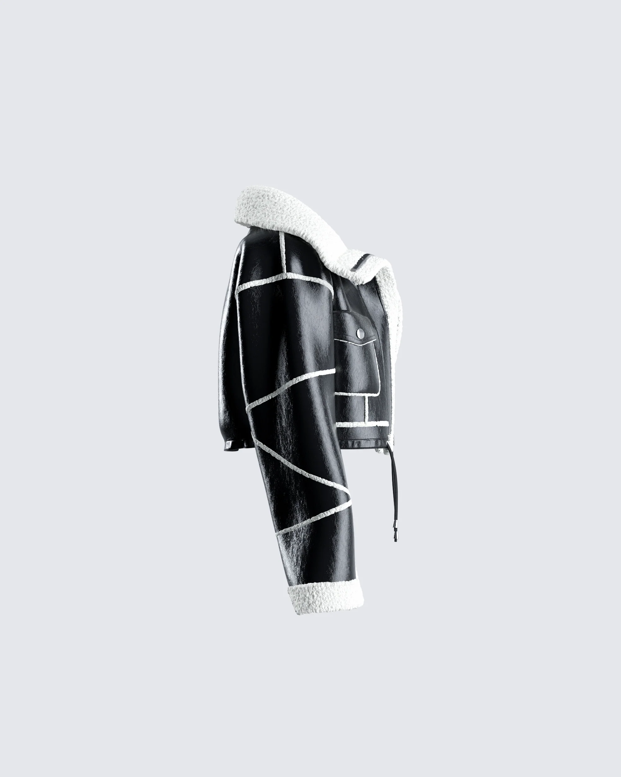 Coralie Black Sherpa Bonded Jacket - Image 2