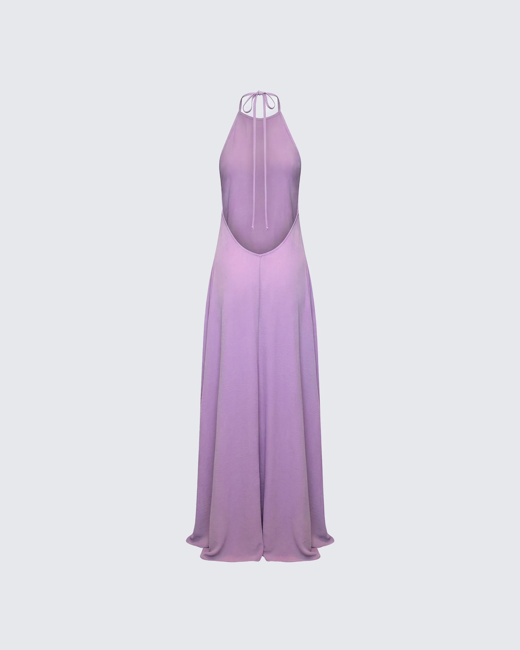 Debri Purple Open Back Halterneck Matt Satin Maxi Dress - Image 2