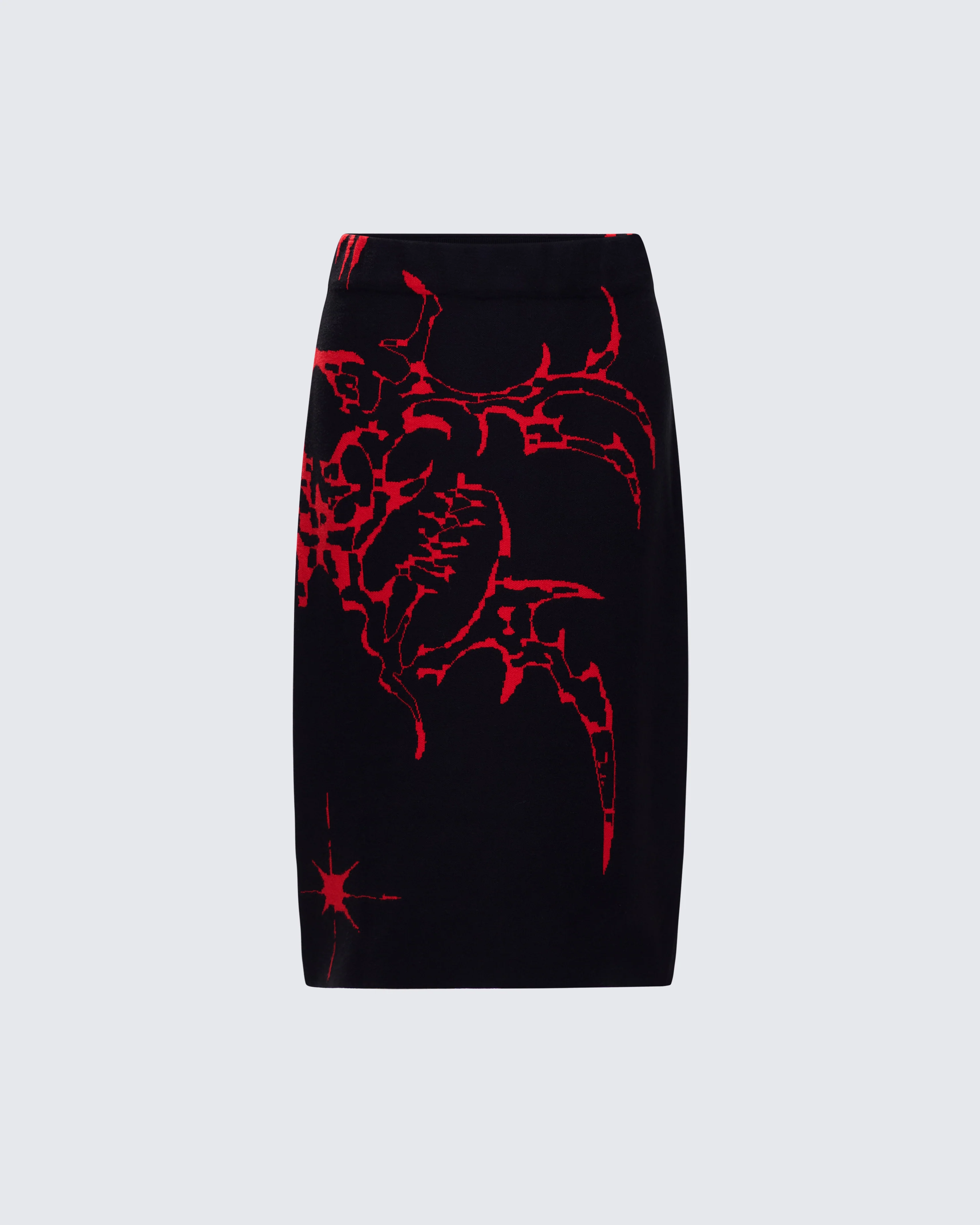 Dena Black Intarsia Knit Midi Skirt