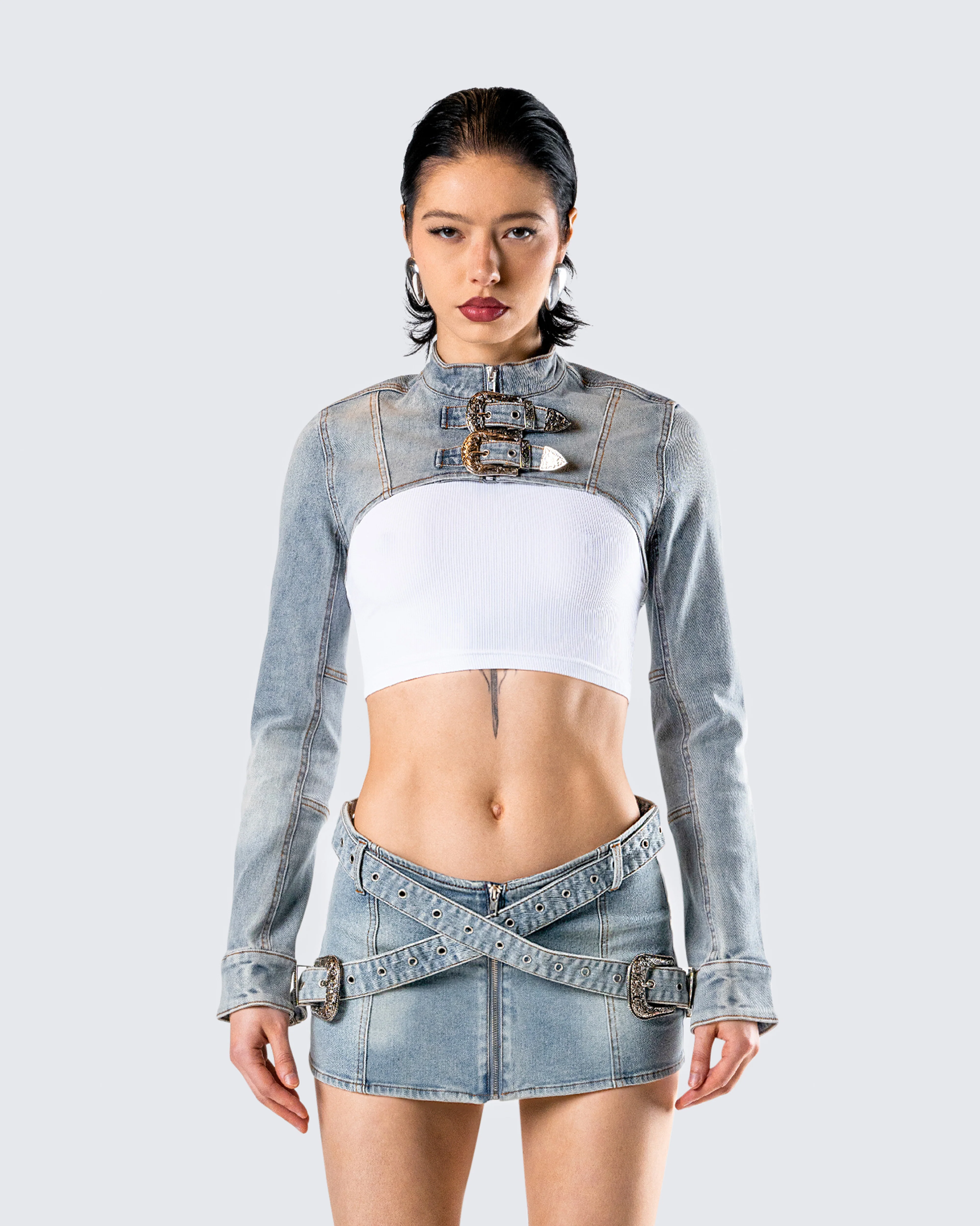 Eirene Cropped Denim Jacket - Image 4