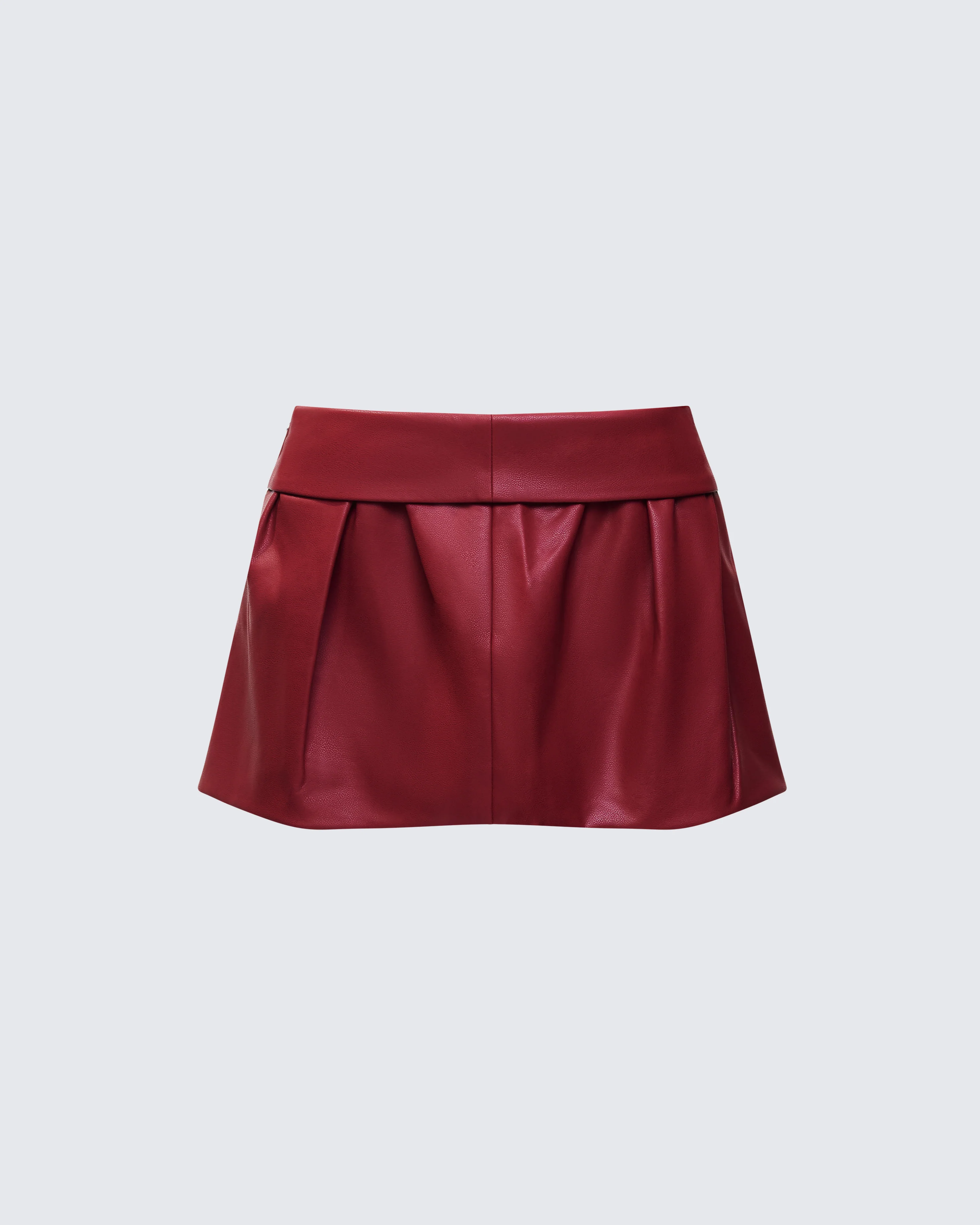 Eunji Red Vegan Leather Micro Mini Skirt