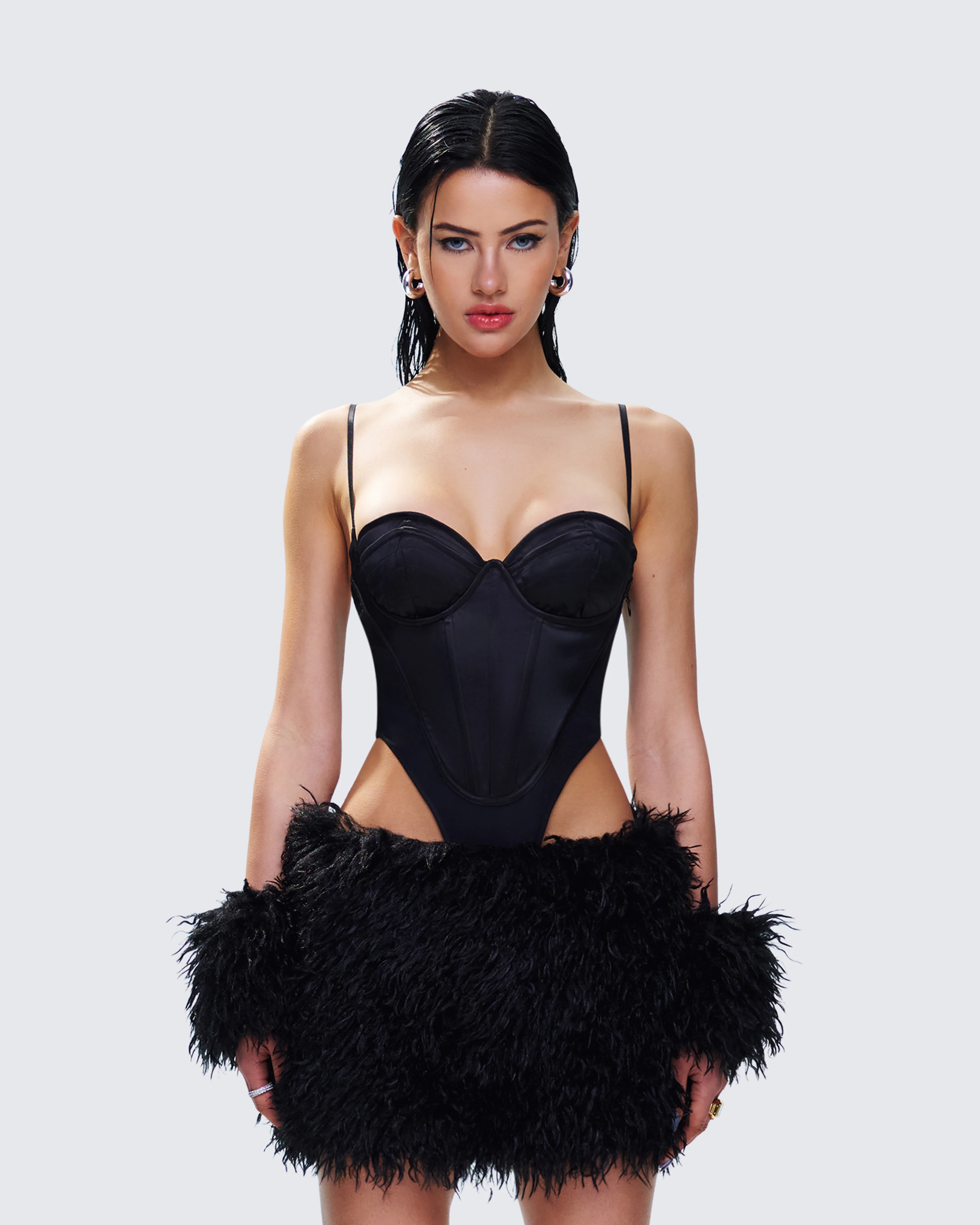 Fara Black Faux Fur Cuffs - Image 4