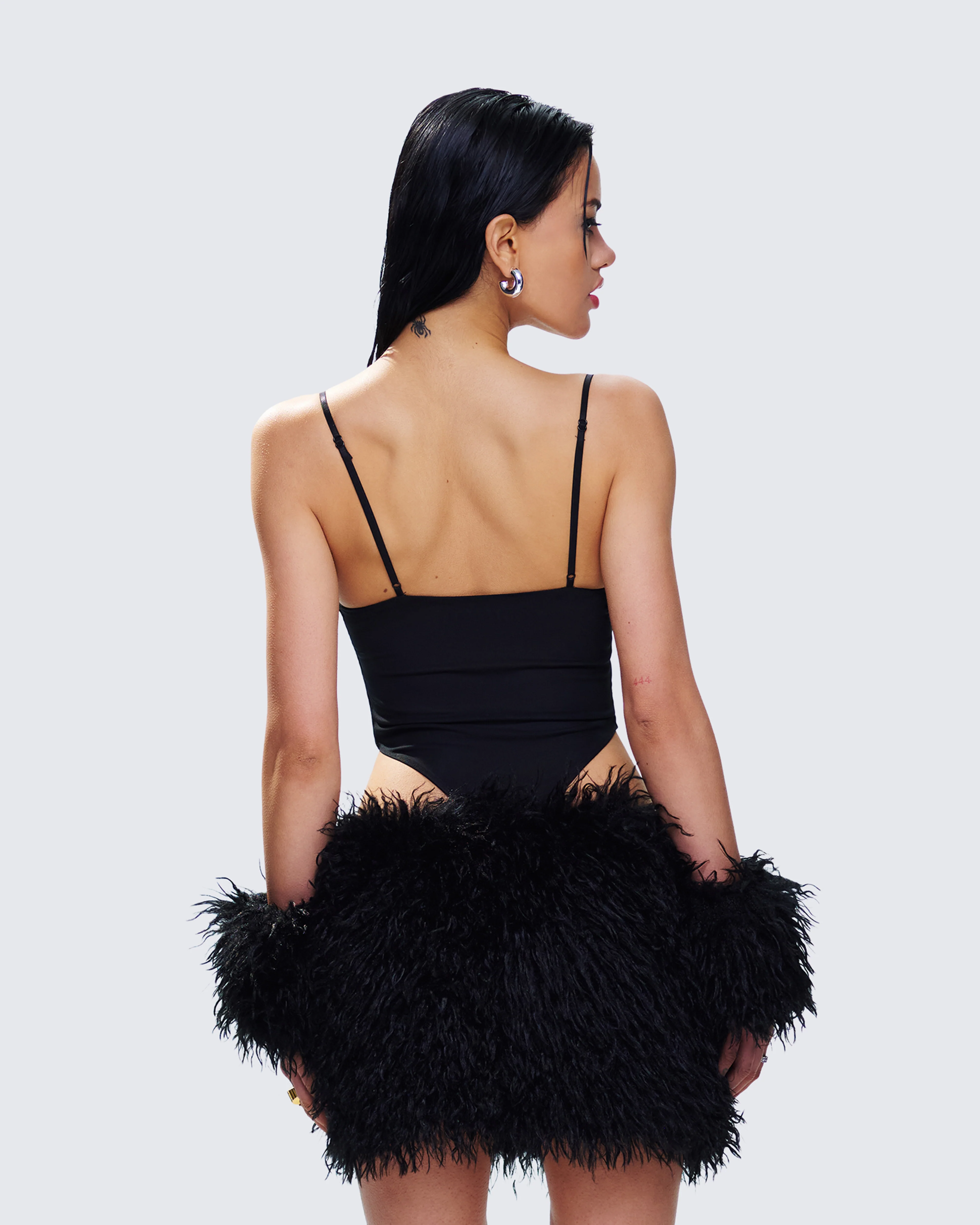Fara Black Faux Fur Cuffs - Image 7
