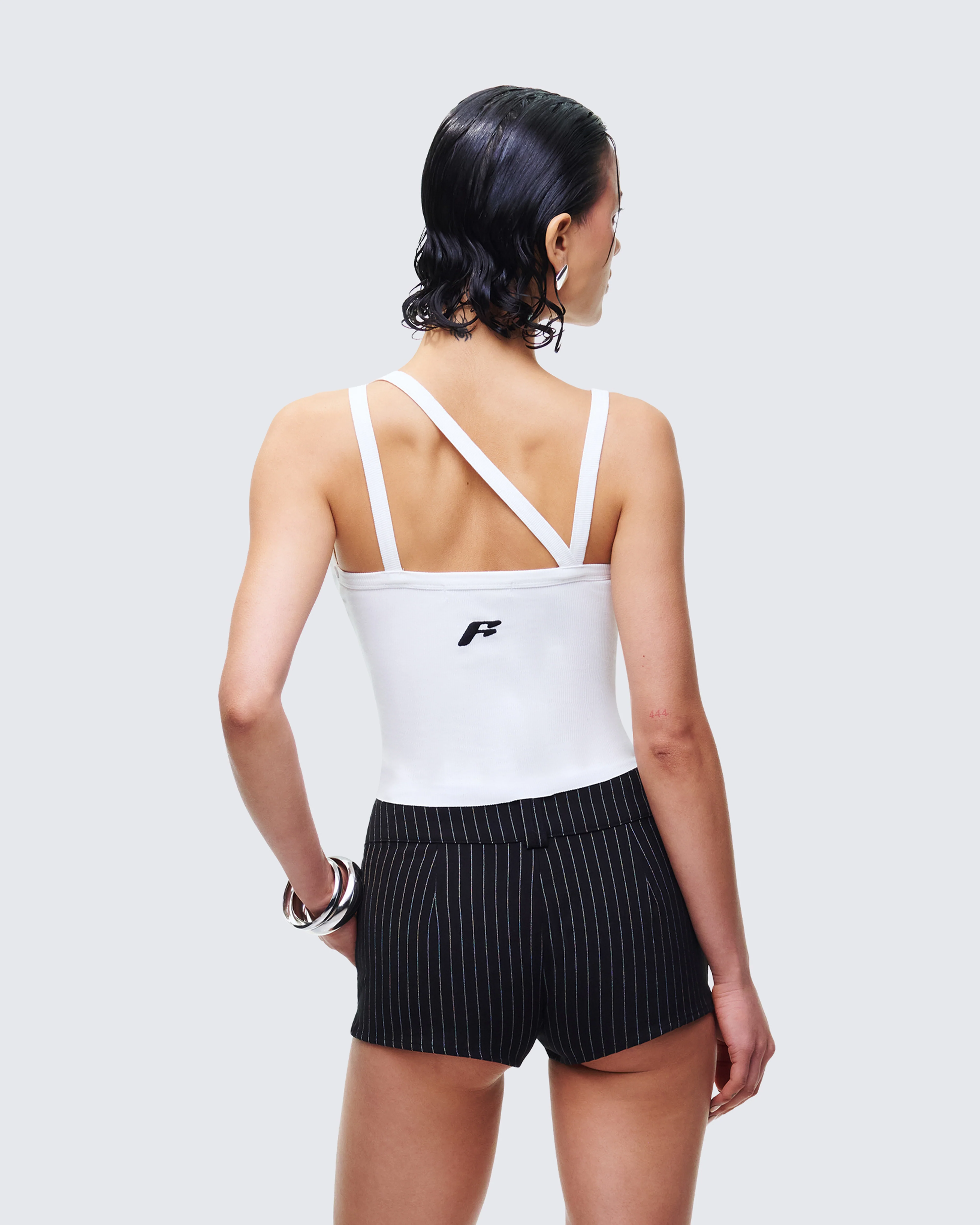 Fia White Strappy Ribbed Tank Top - Image 4
