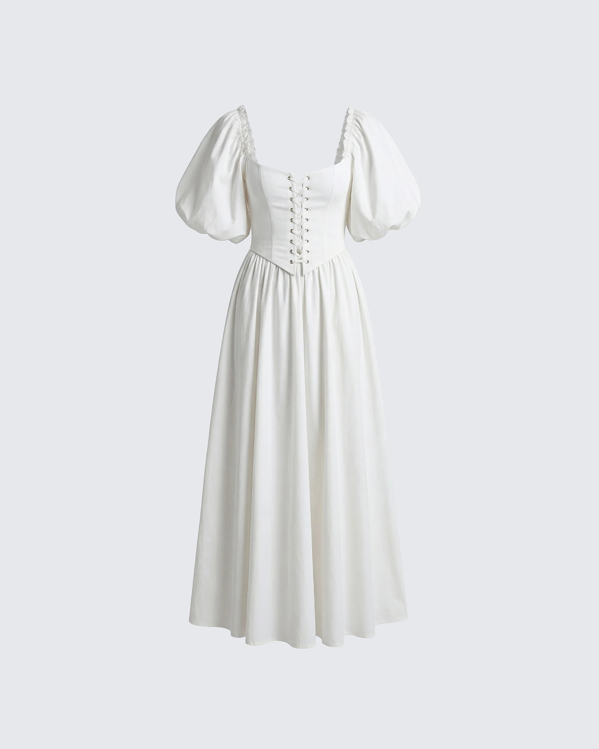 Fioni Ivory Lace Up Cotton Dress