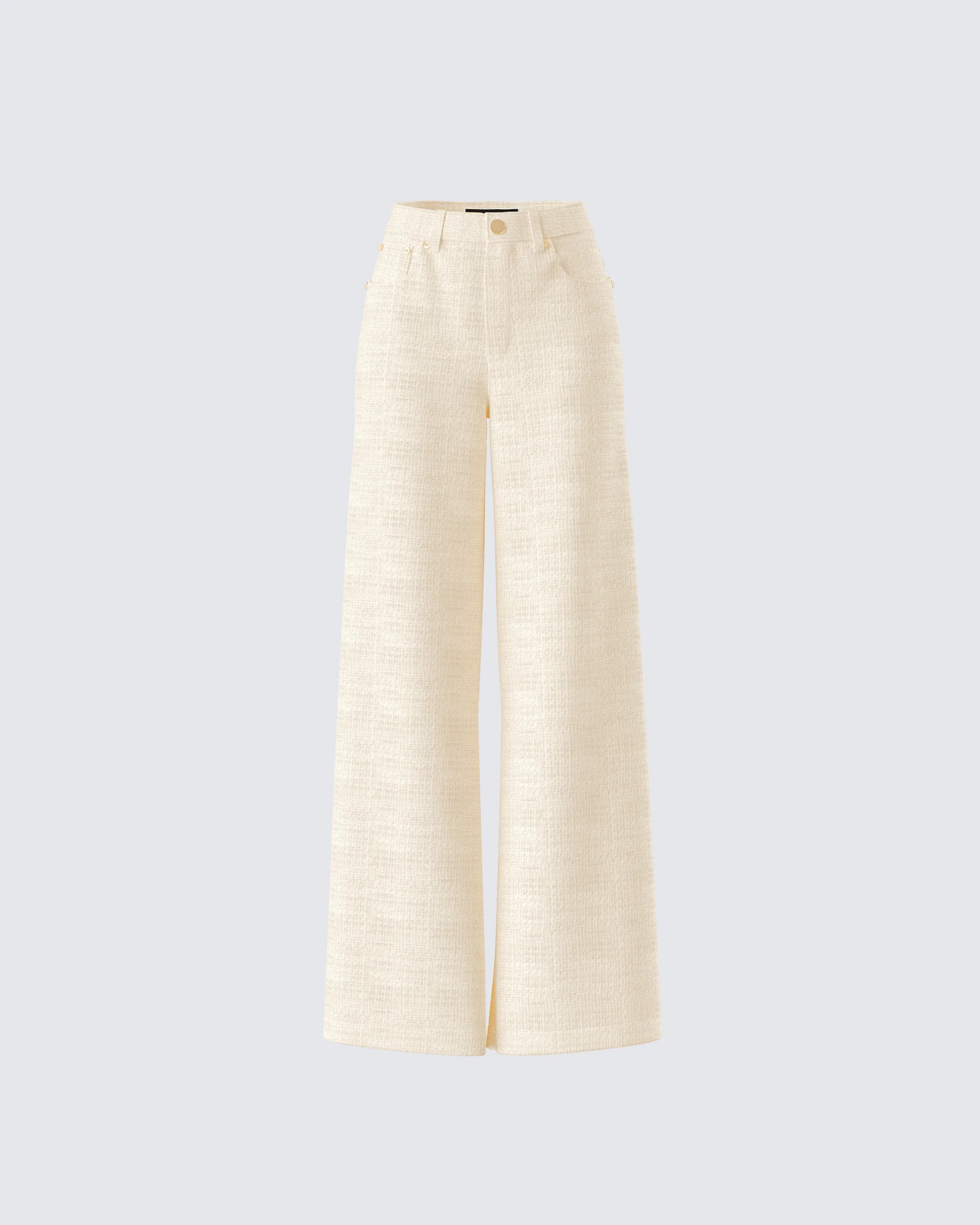 Havanah Ivory Tweed Mid Rise Pant