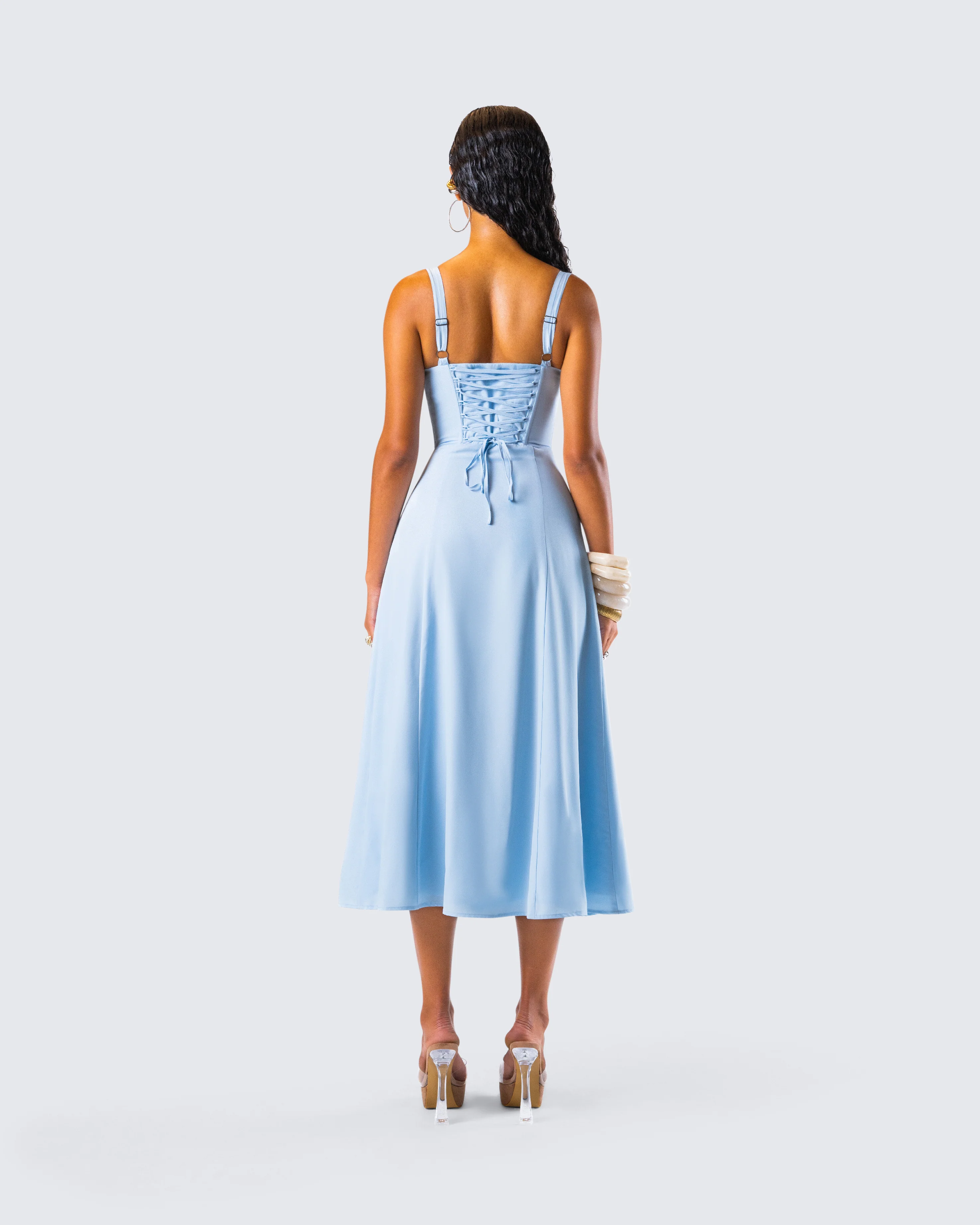 Hera Blue Corset Midi Dress - Image 6