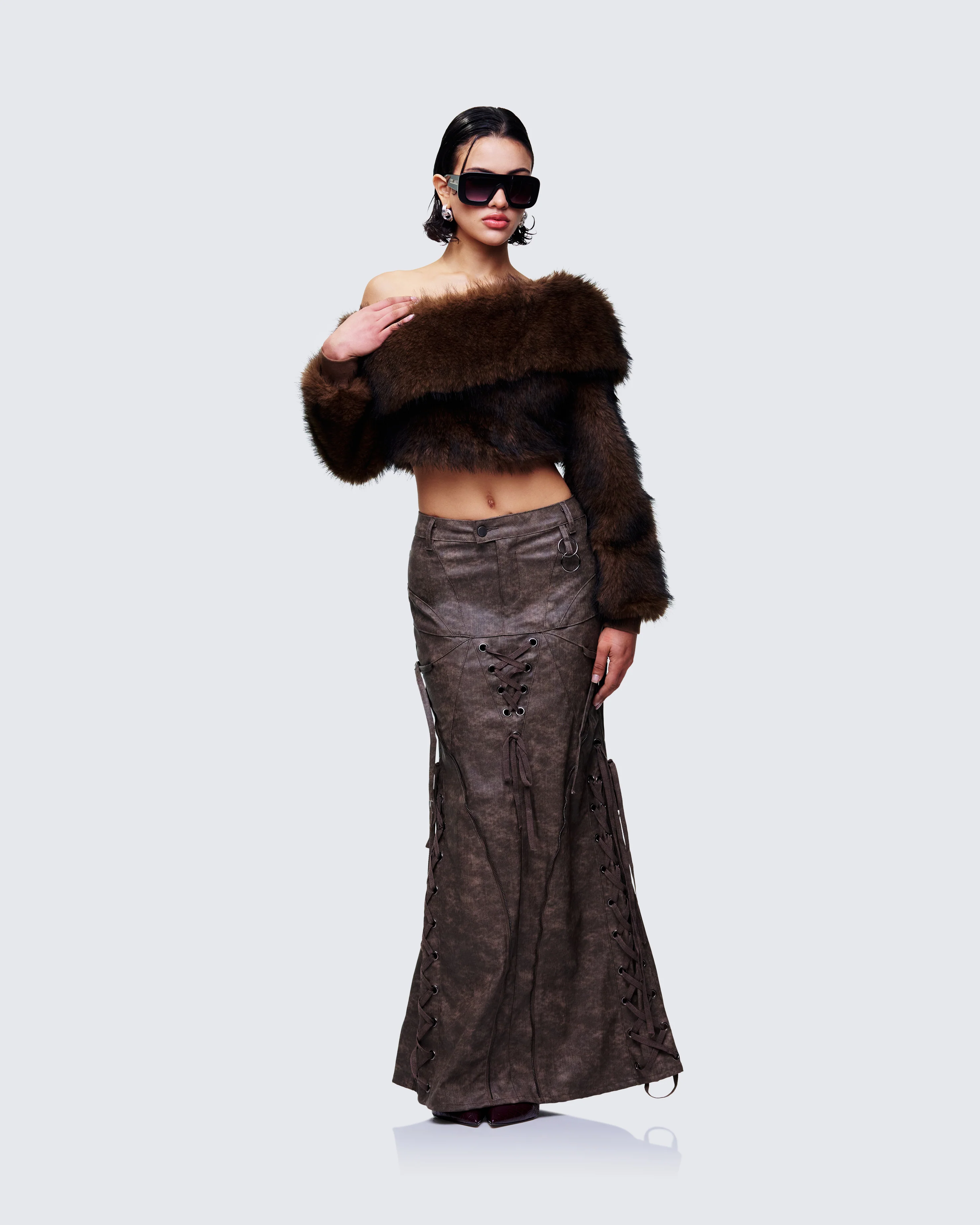 Hosea Brown Vegan Leather Maxi Skirt - Image 5