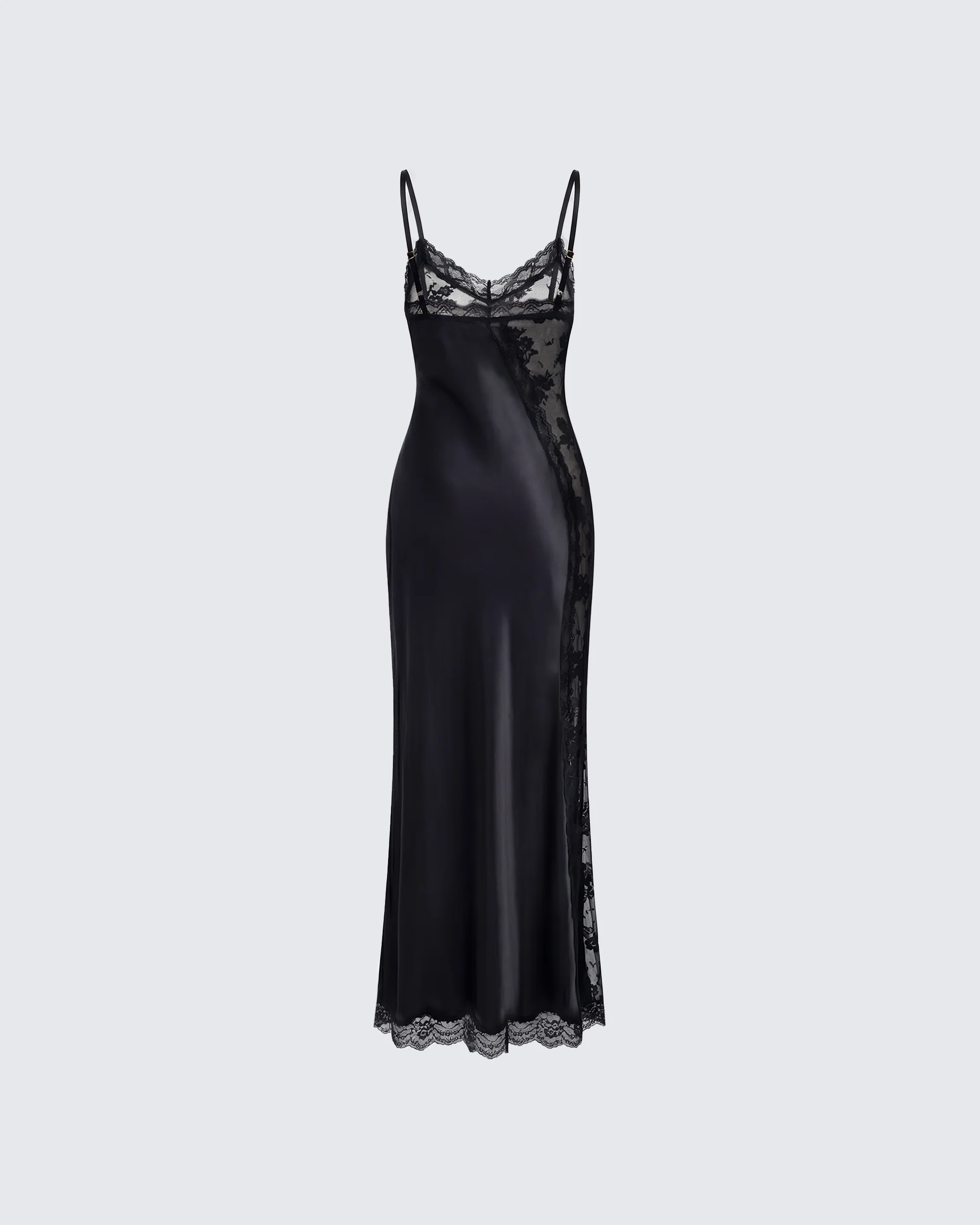 June Black Lace Satin Mix Maxi Dress - Image 2
