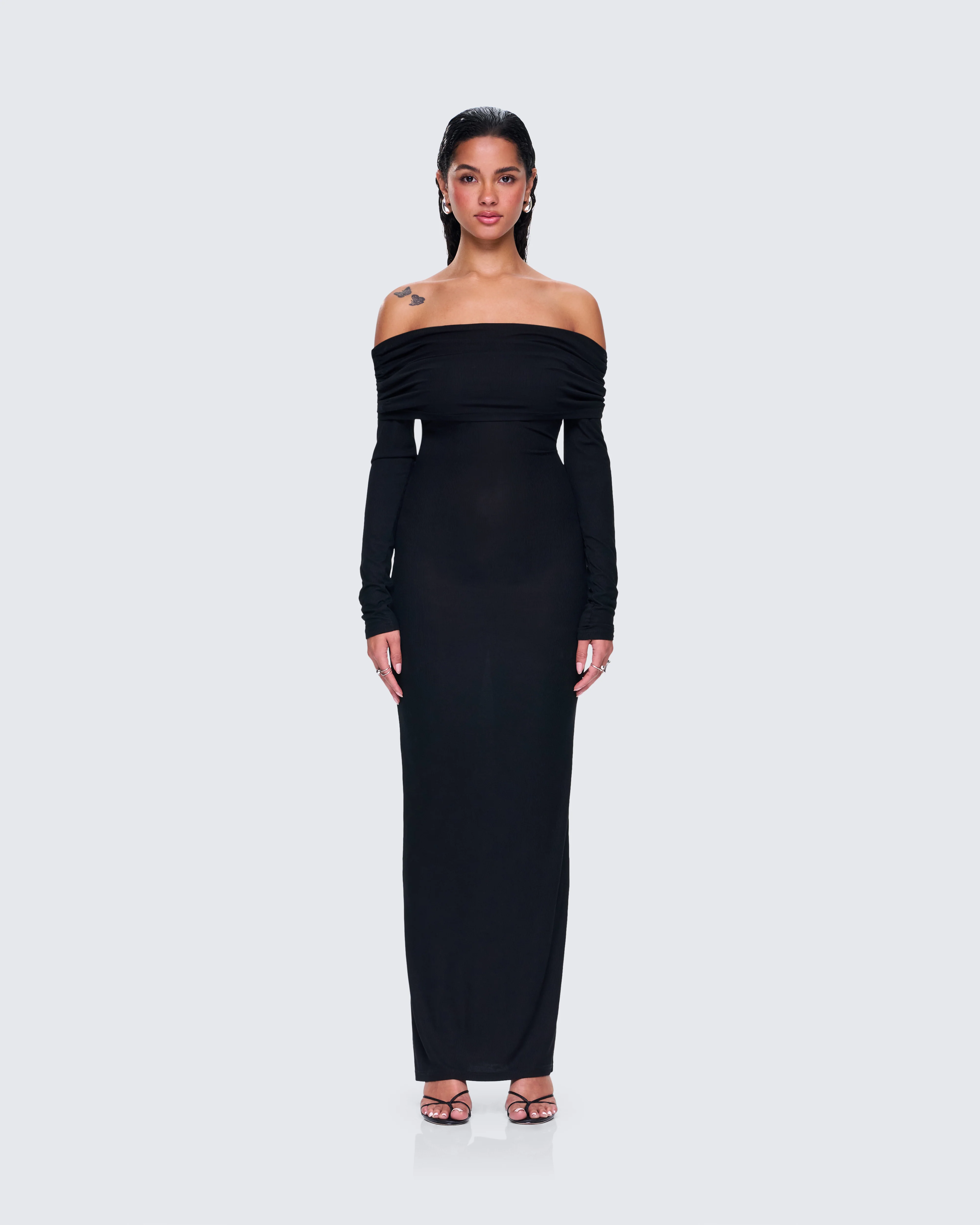 Kyan Black Off Shoulder Maxi Dress - Image 3