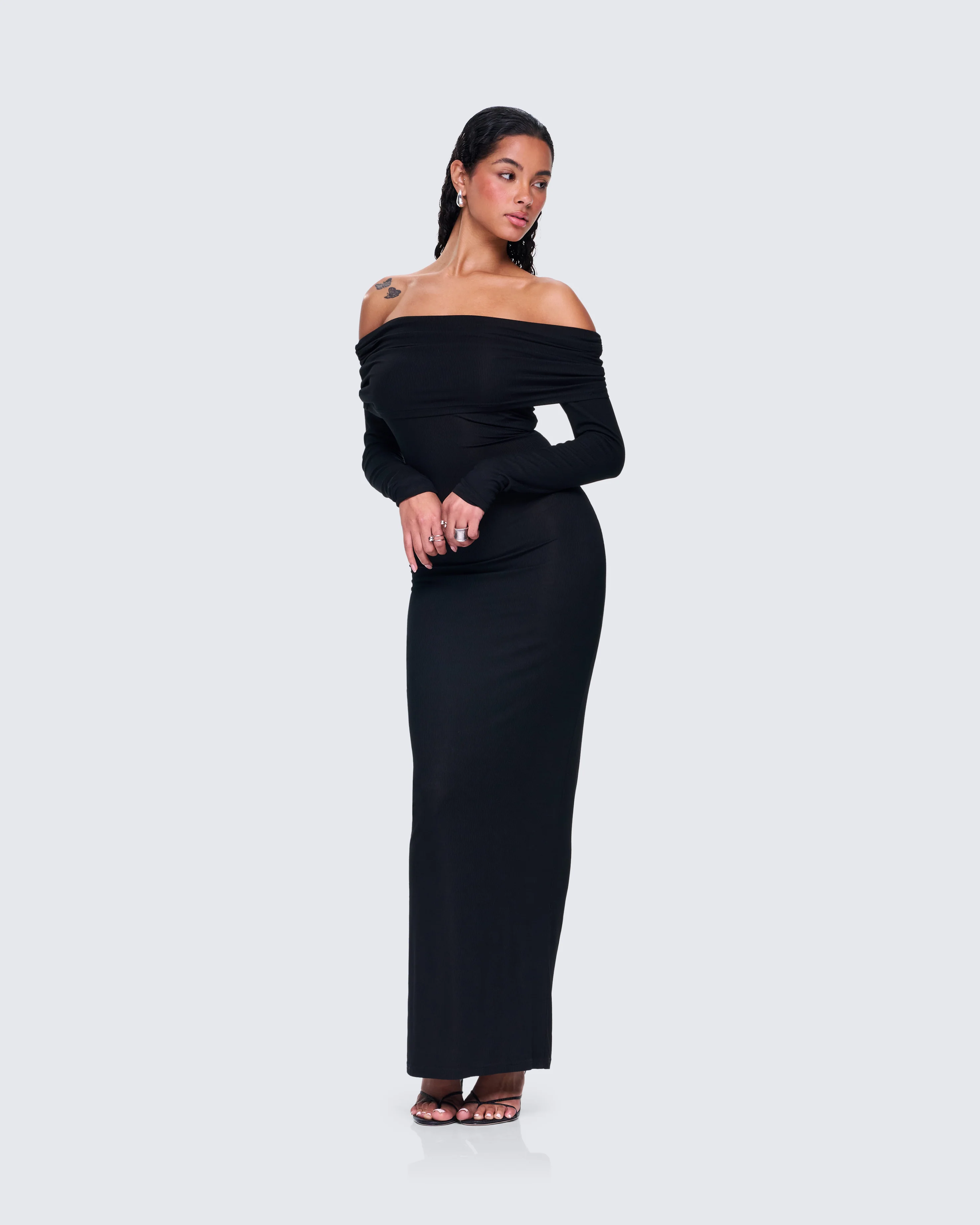Kyan Black Off Shoulder Maxi Dress - Image 5