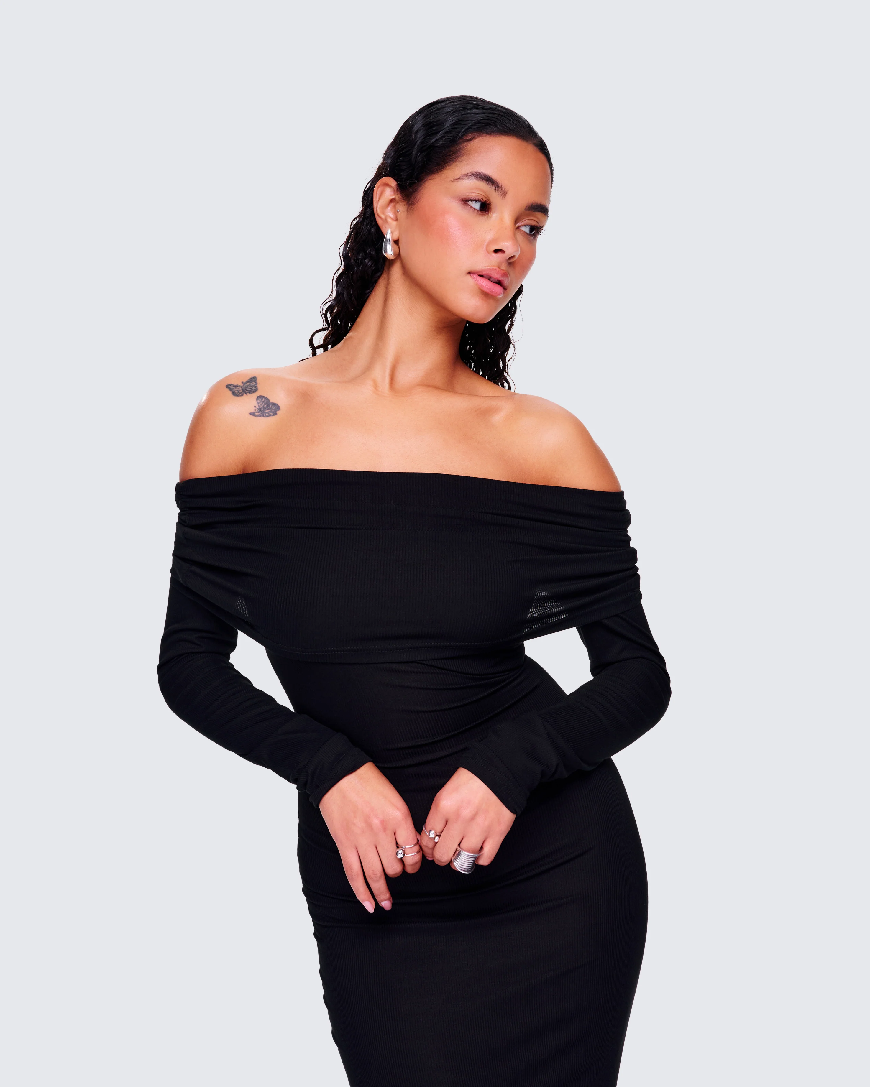 Kyan Black Off Shoulder Maxi Dress - Image 7