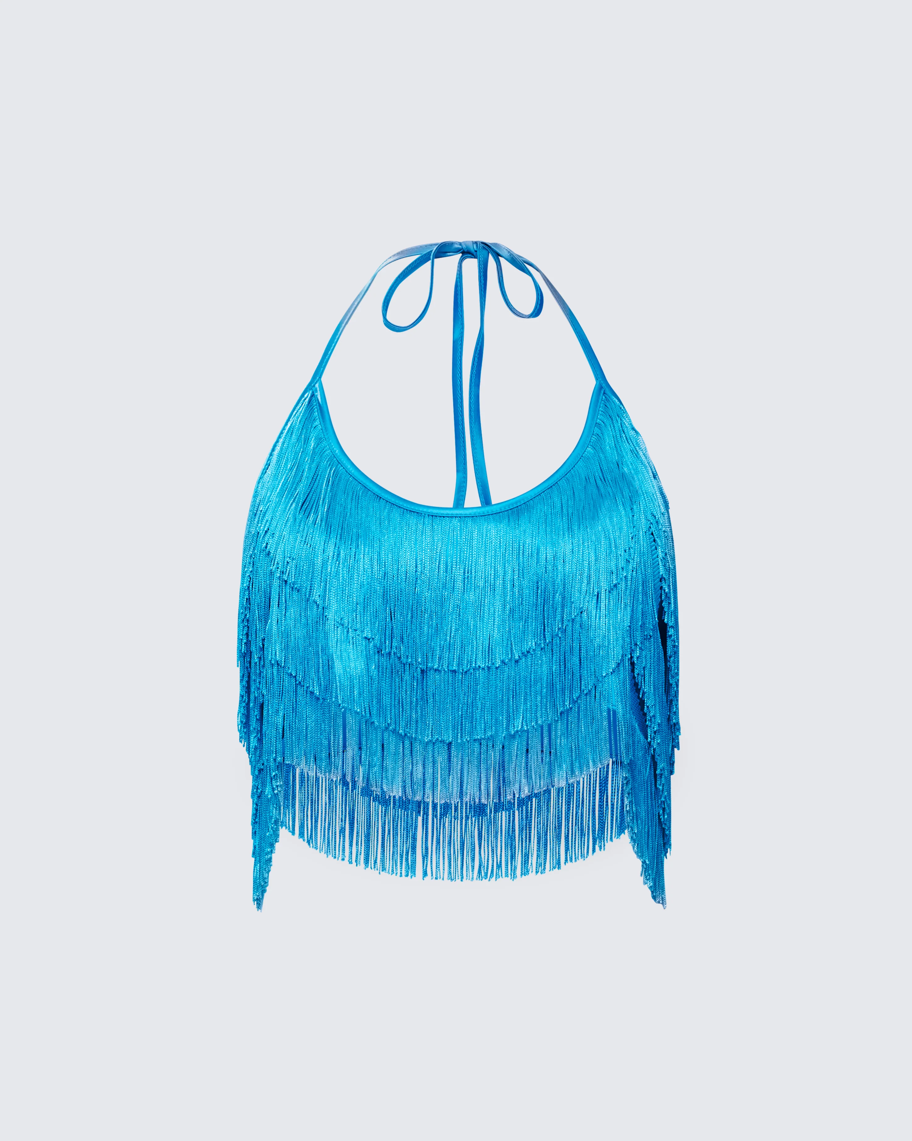 Laleh Teal Fringe Top