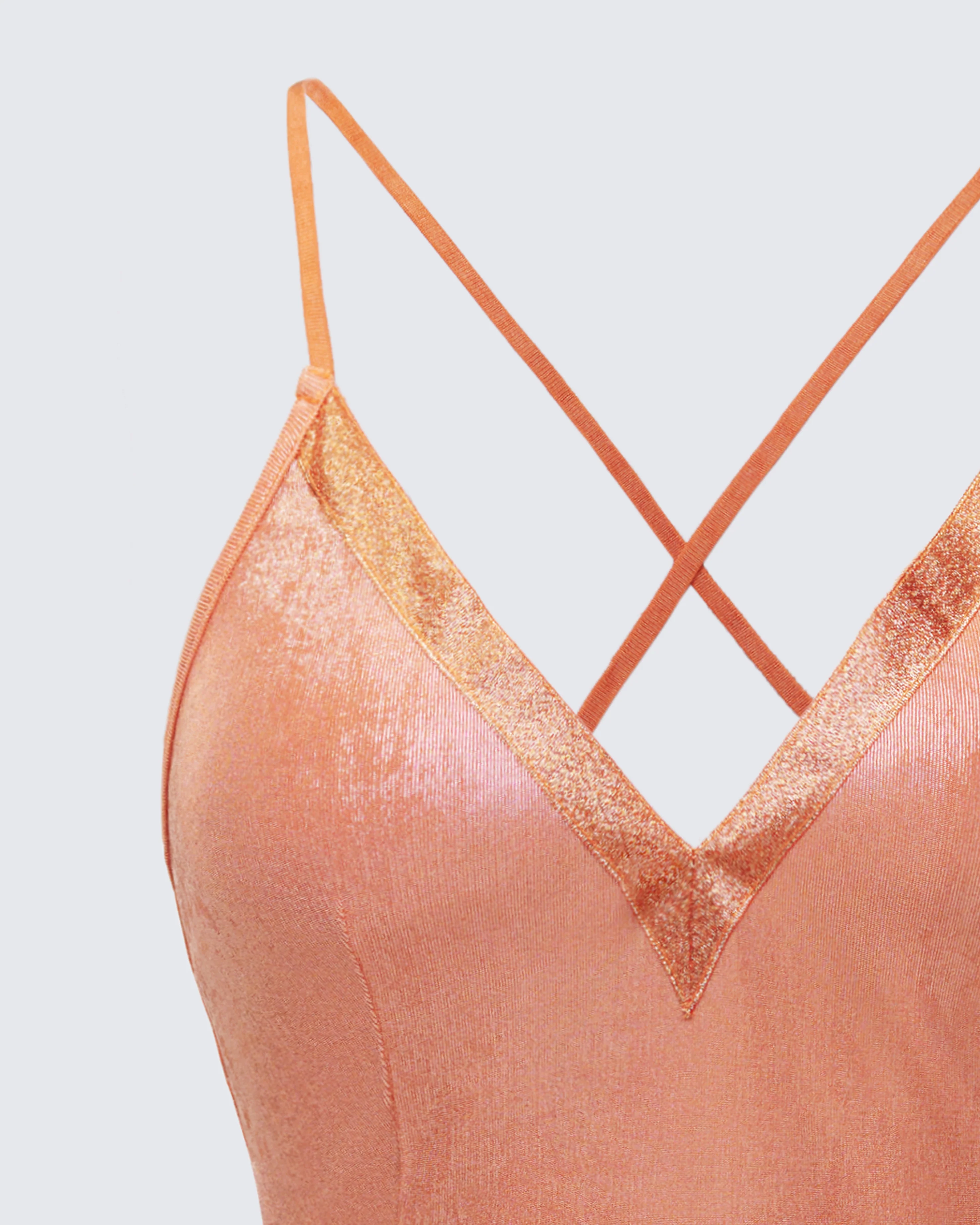 Teenay Gold Plunge Neck Strappy Cami - Image 6