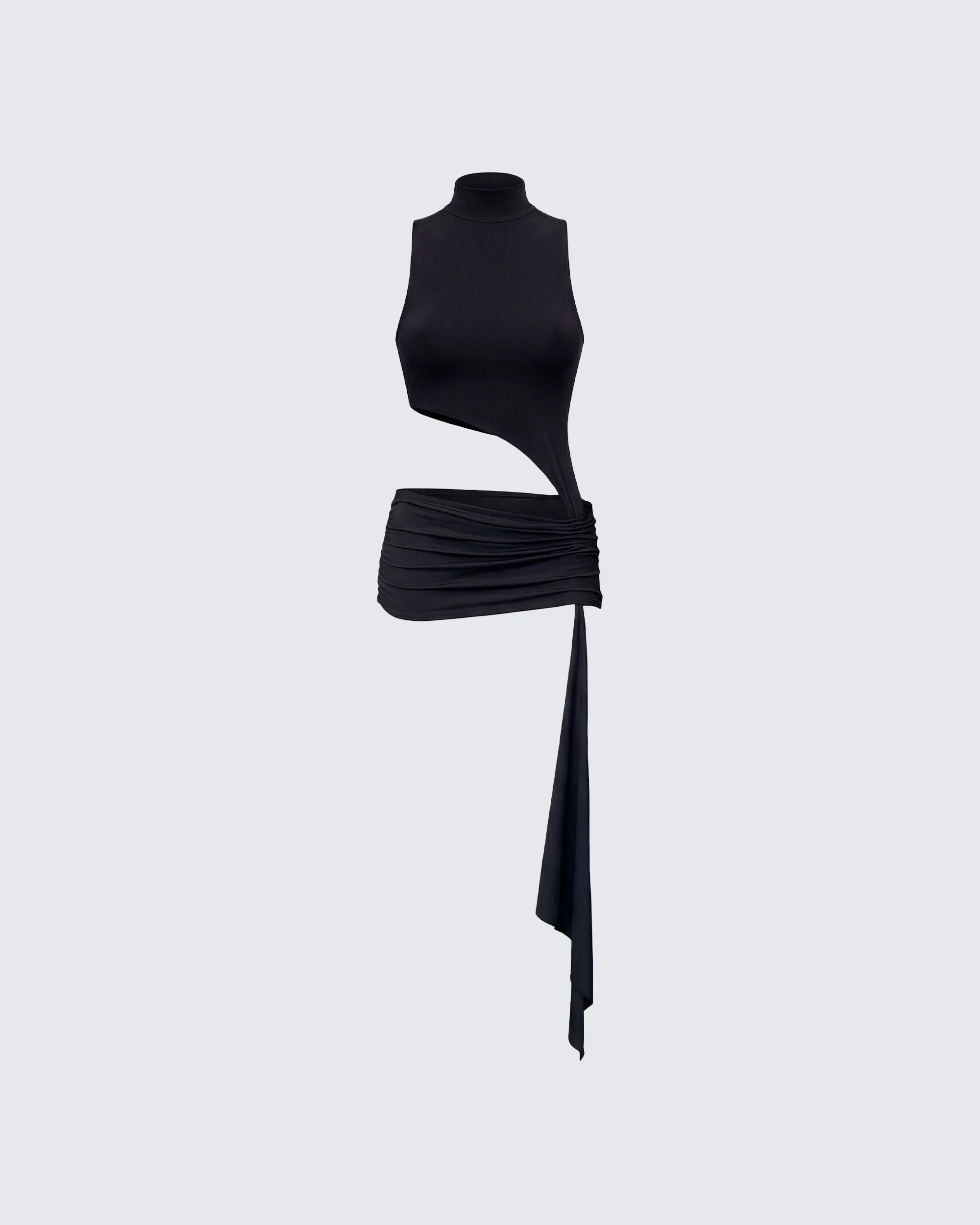 Lisi Black High Neck Cut Away Jersey Mini Dress