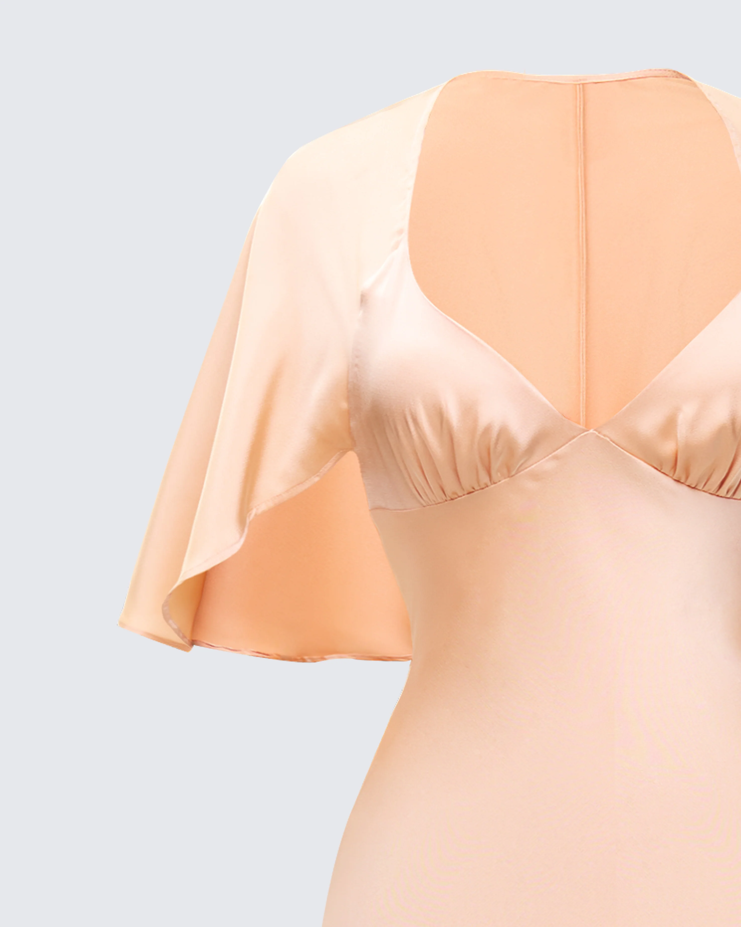 Loretta Orange Satin Cape Sleeve Dress - Image 6