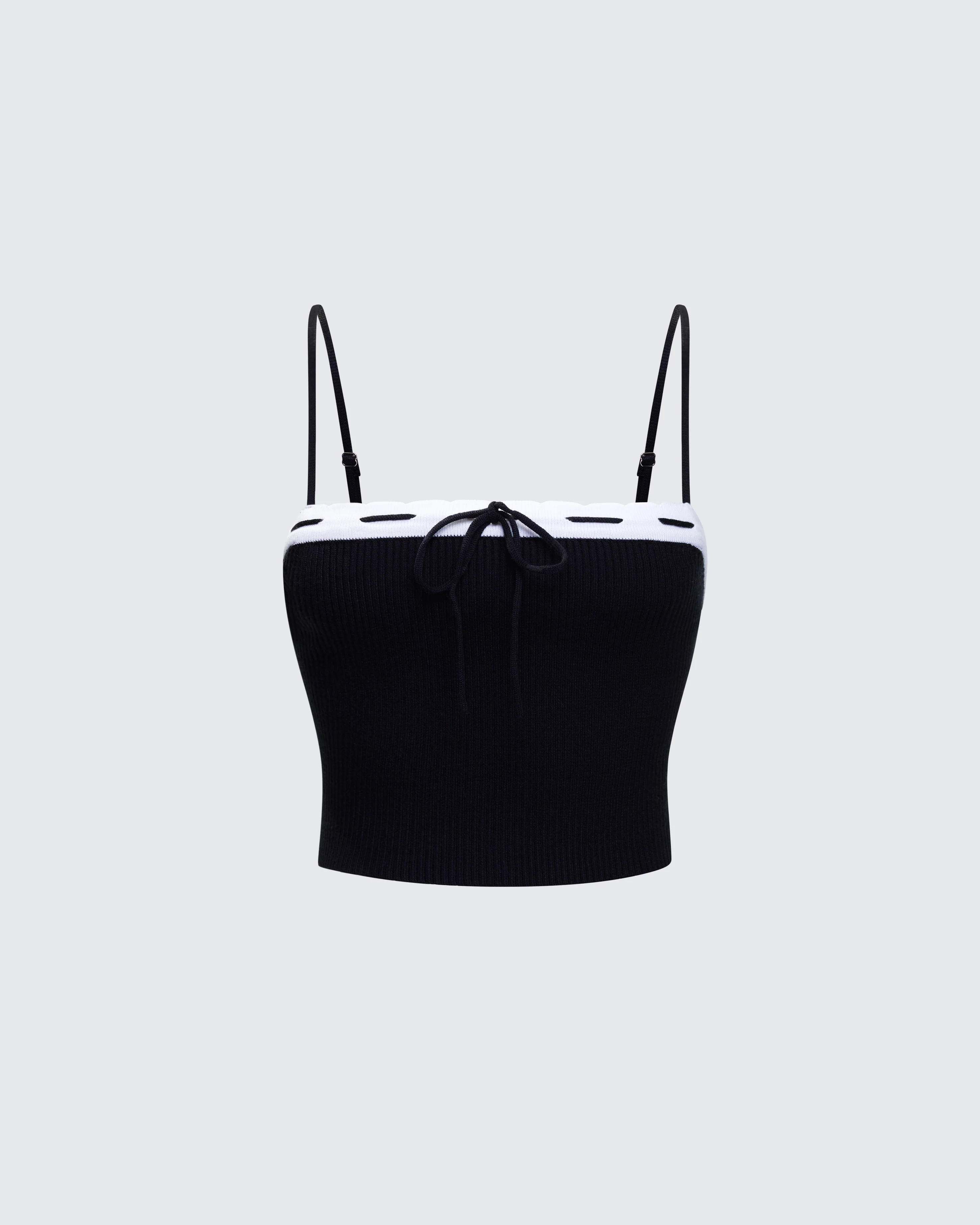 Lucien Black Ribbon Path Knitted Top