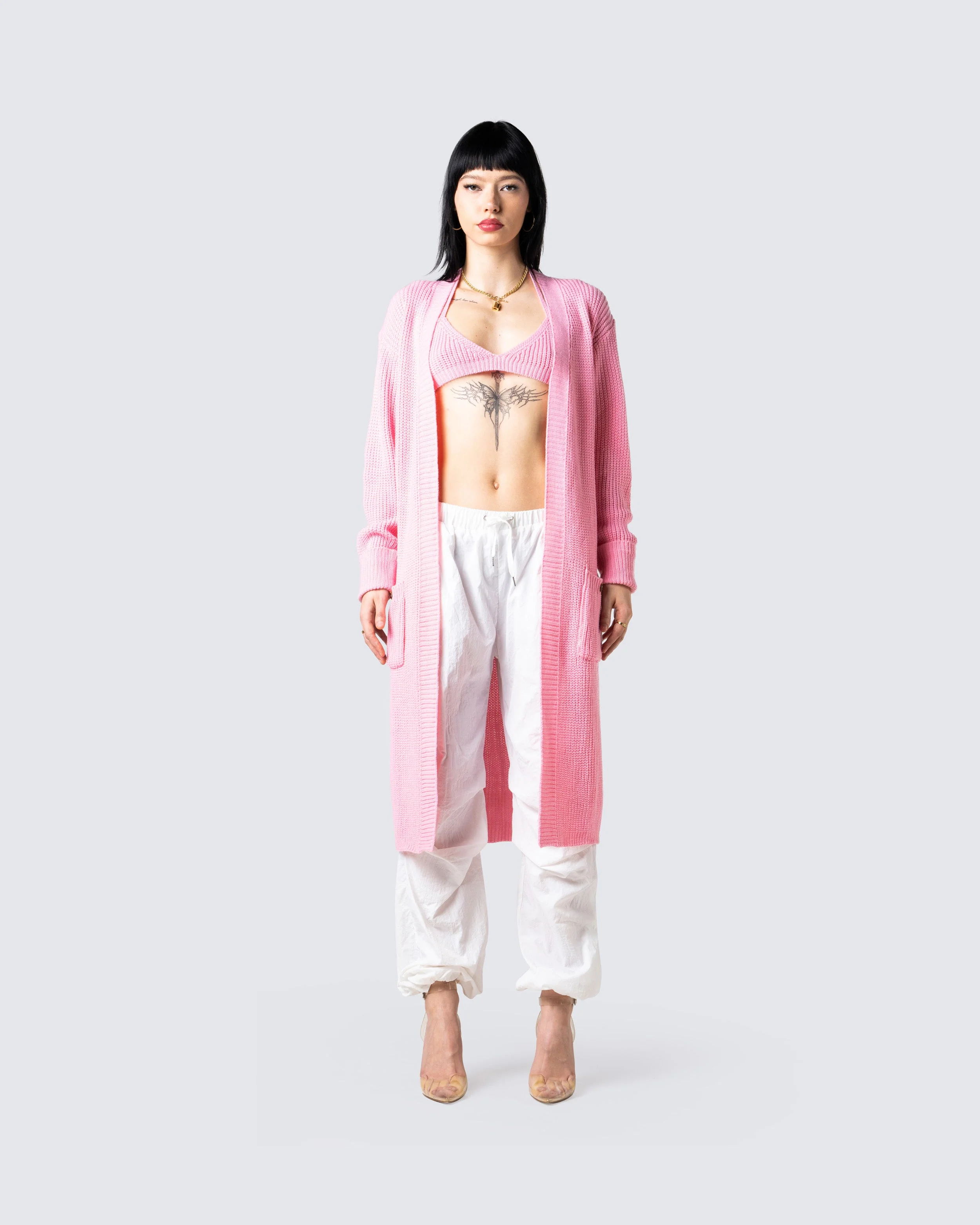 Lumi Pink Knit Cardigan - Image 4