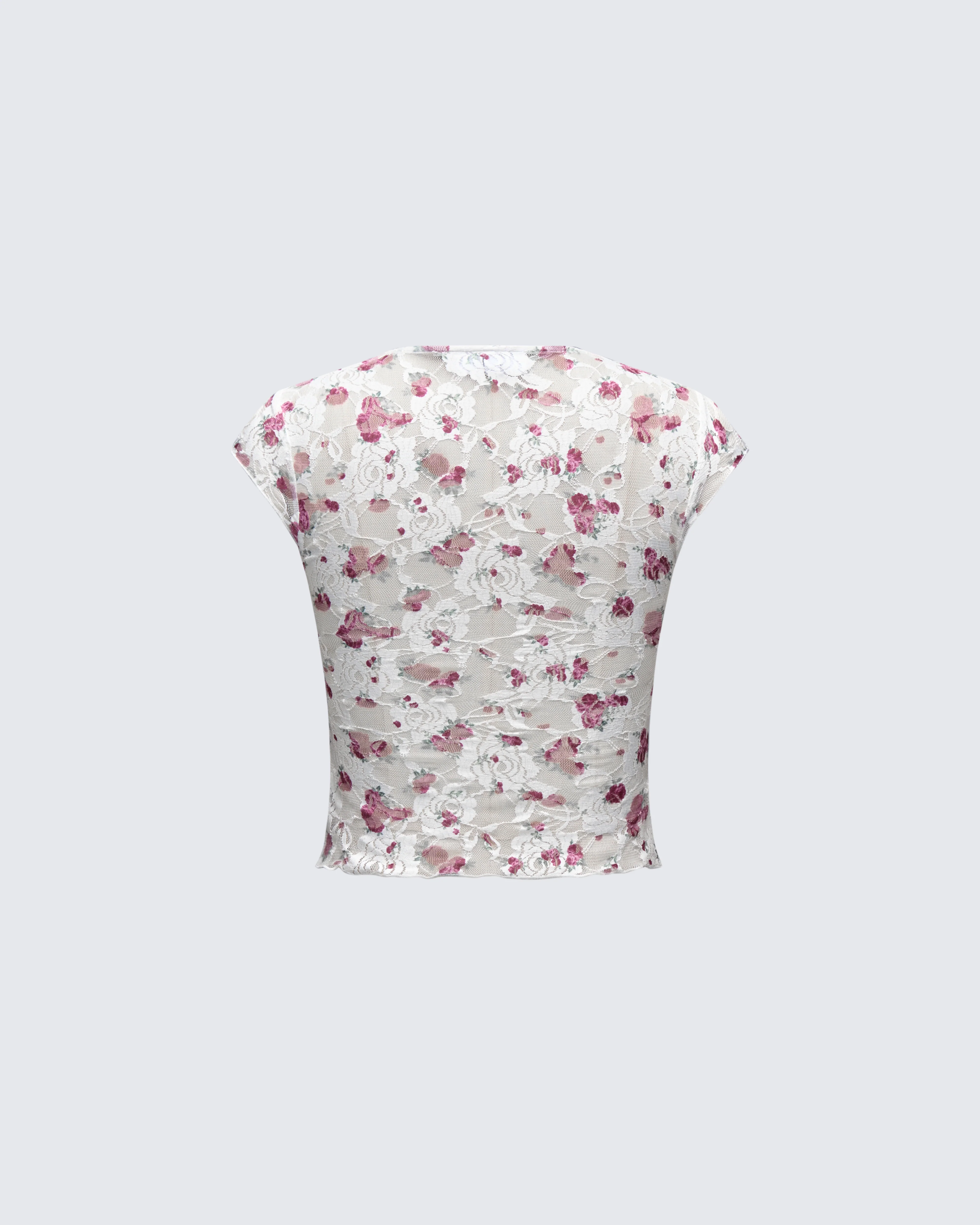 Mel Multi Printed Velvet Trim Stretch Lace Top - Image 2