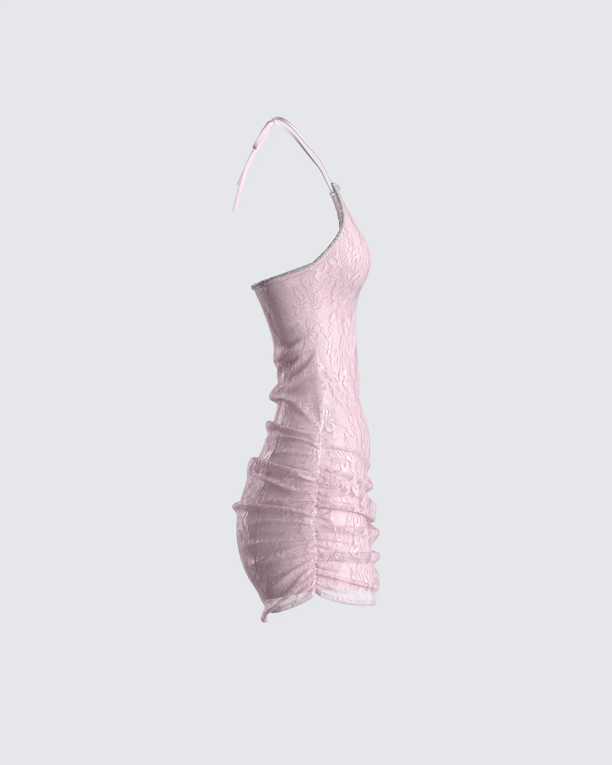 Micaela Pink Lace Heart Mini Dress - Image 2