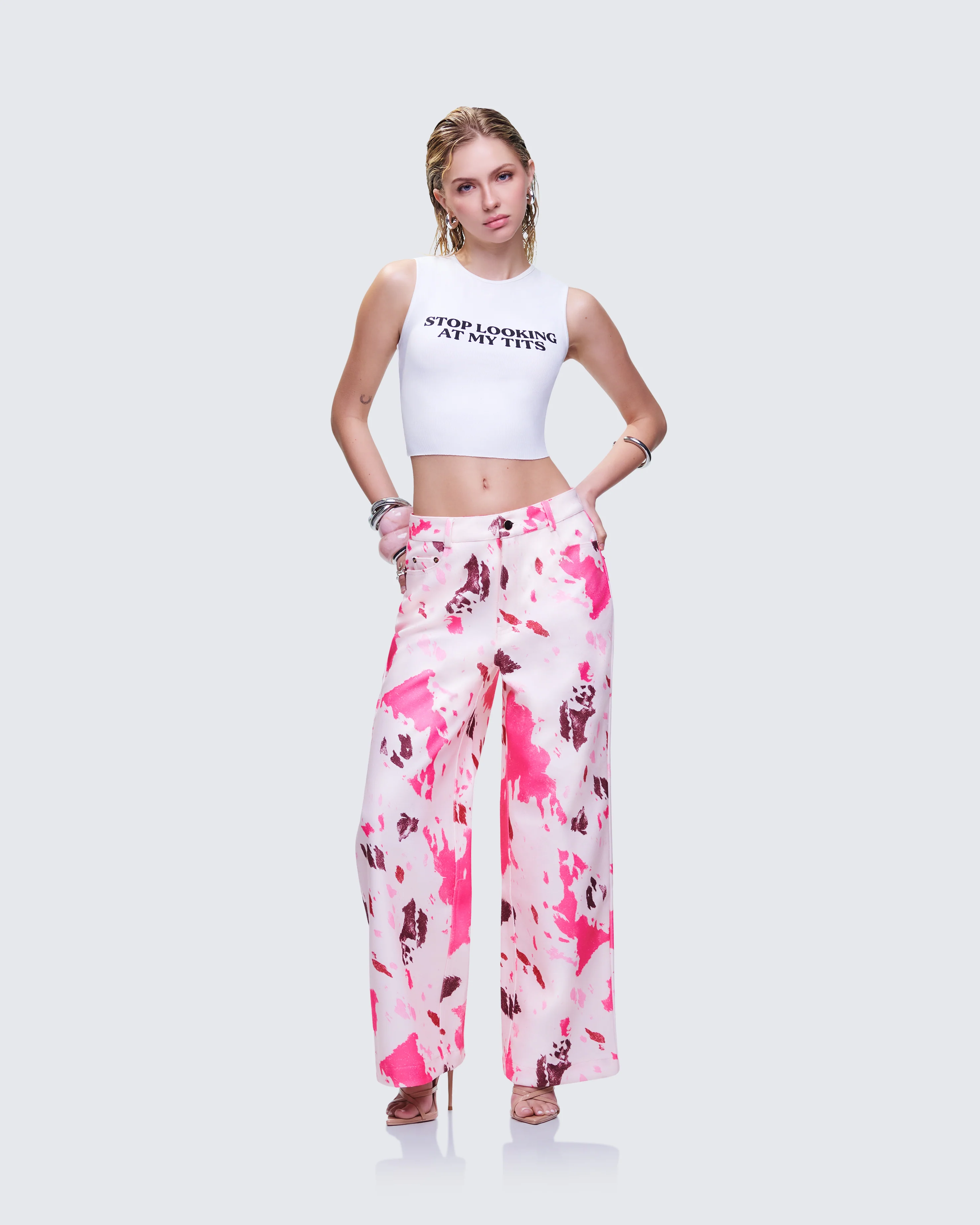 Nadezhda Multi Pink Denim Rivet Detail Pant - Image 7