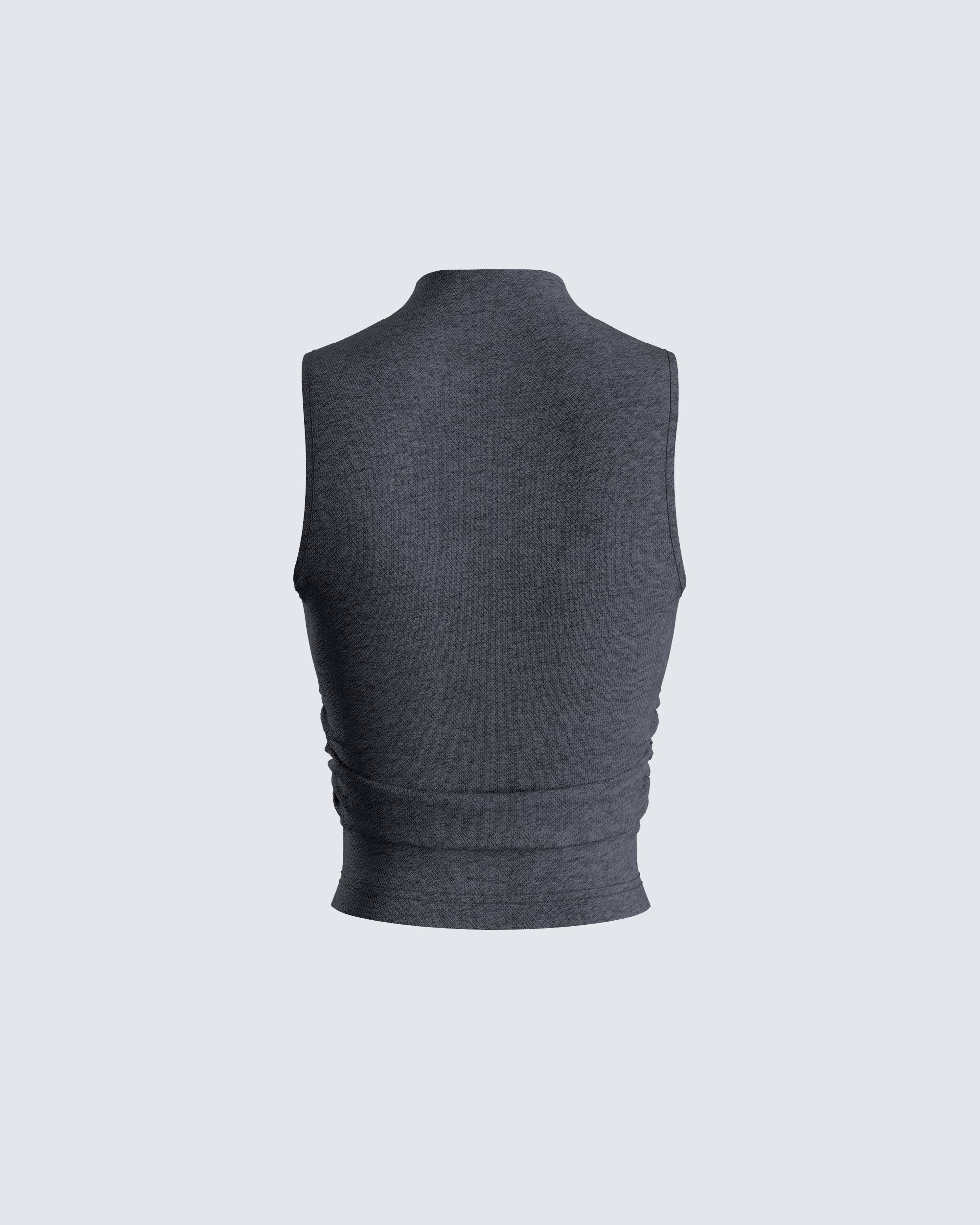 Nico Grey Jersey Mock Neck Top - Image 3